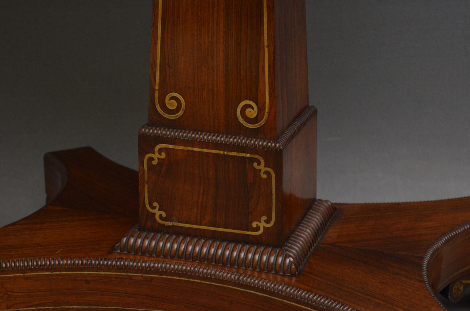 Excellent Regency Brass Inlaid Rosewood Card Table For Sale 7