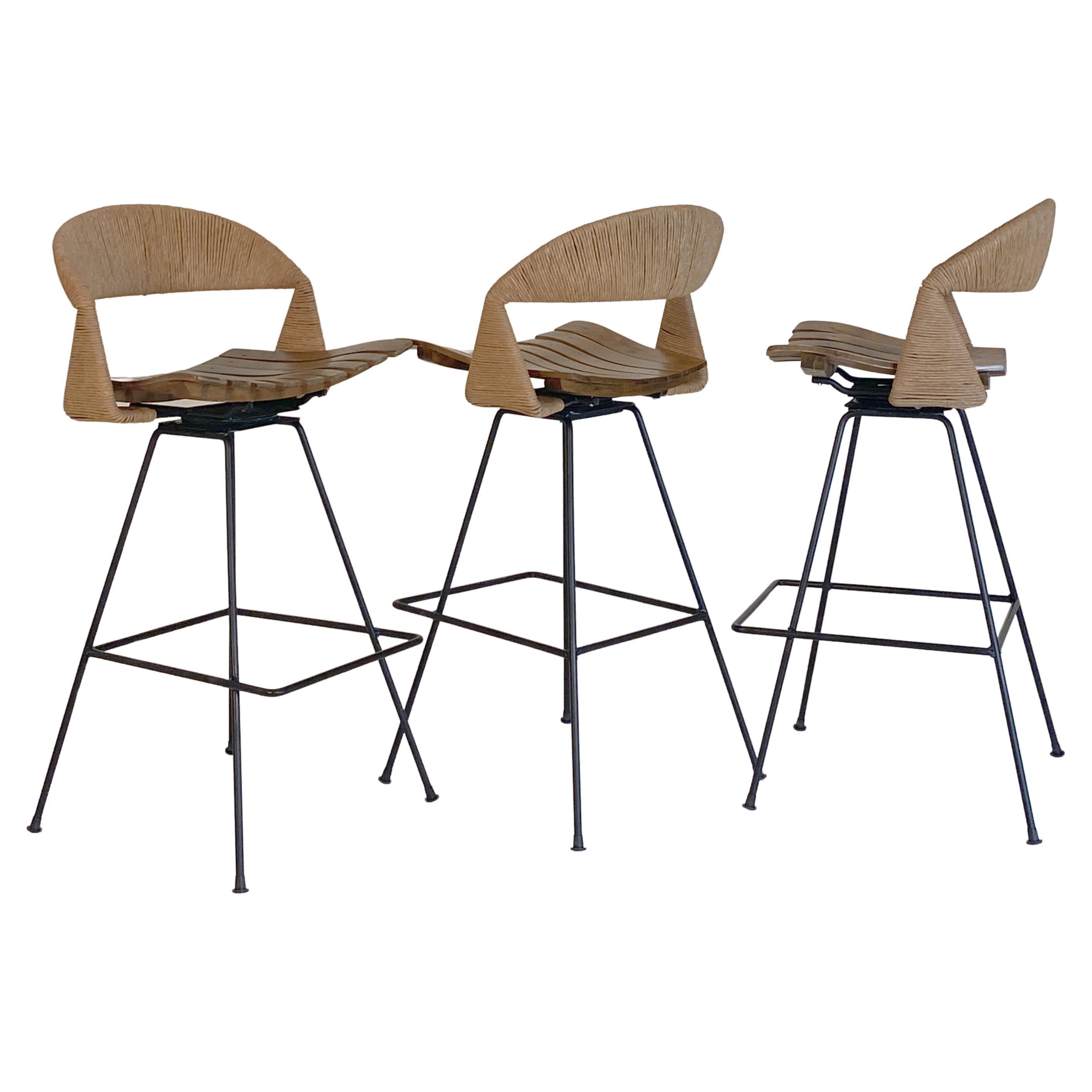 Rush Back Bar Stools by Arthur Umanoff for Raymor at 1stDibs