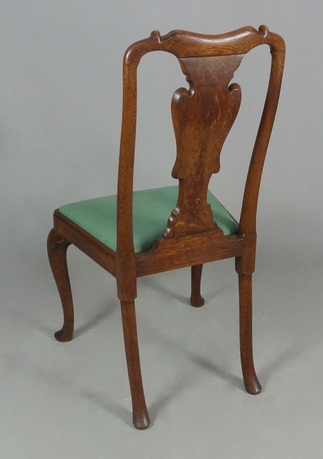 20th Century Excellent Set of Eight George I Design Oak Dining Chairs c. 1900