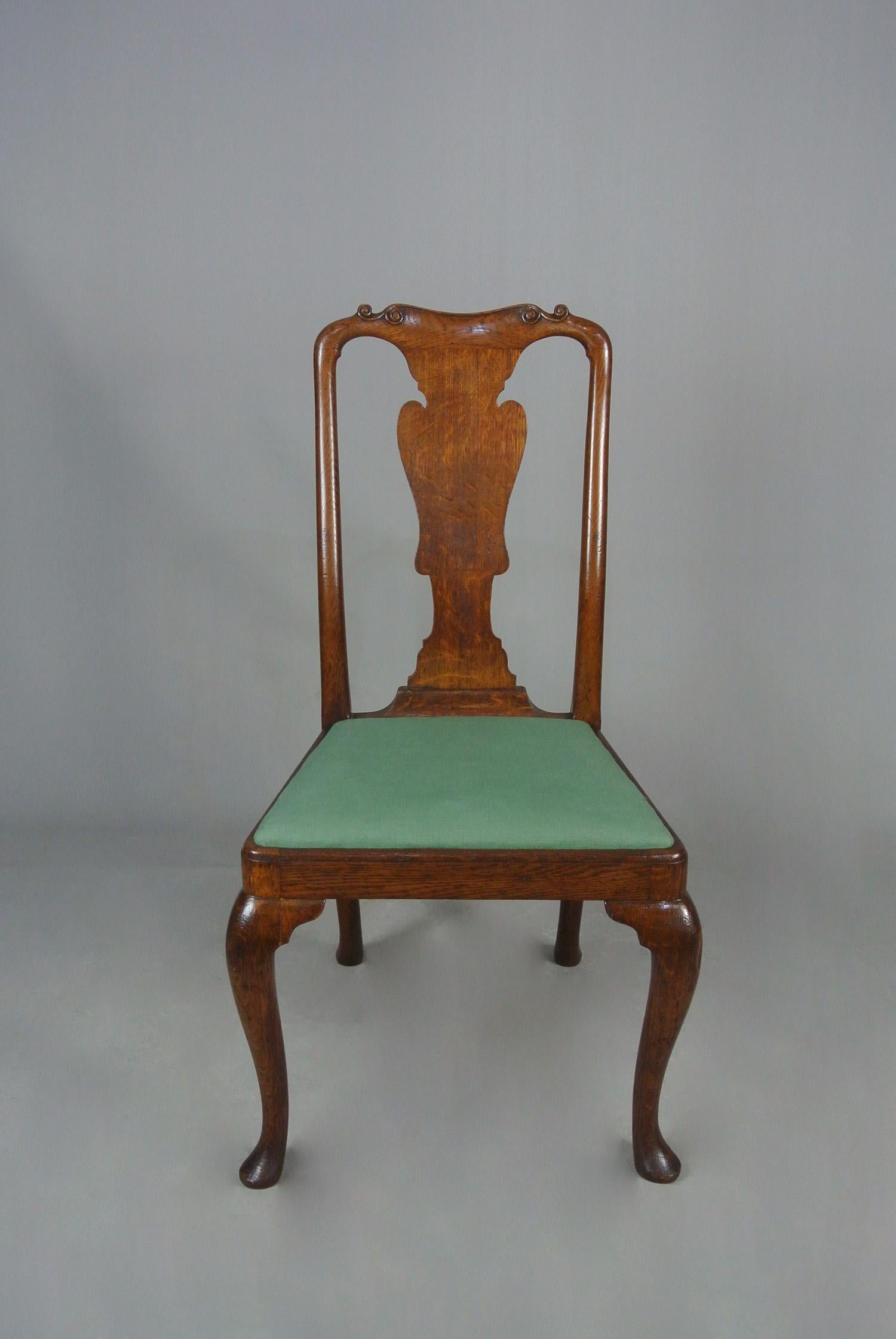 Excellent Set of Eight George I Design Oak Dining Chairs c. 1900 2