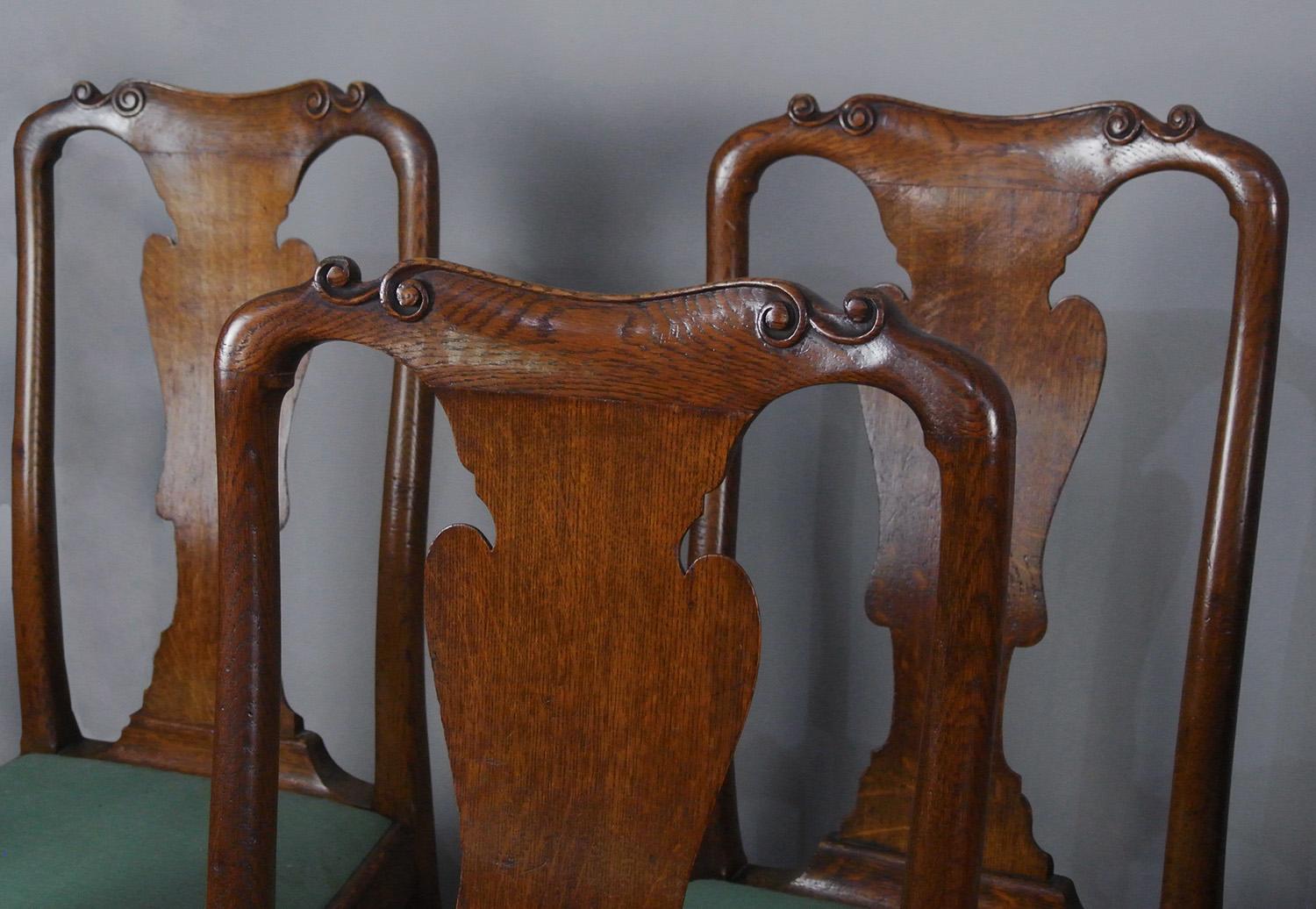 Excellent Set of Eight George I Design Oak Dining Chairs c. 1900 3