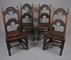 Excellent Set of Four Yorkshire Oak Back Stools c. 1730