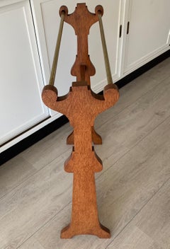 Arts and Crafts Solid Oak and Brass Towel Rack, circa 1900