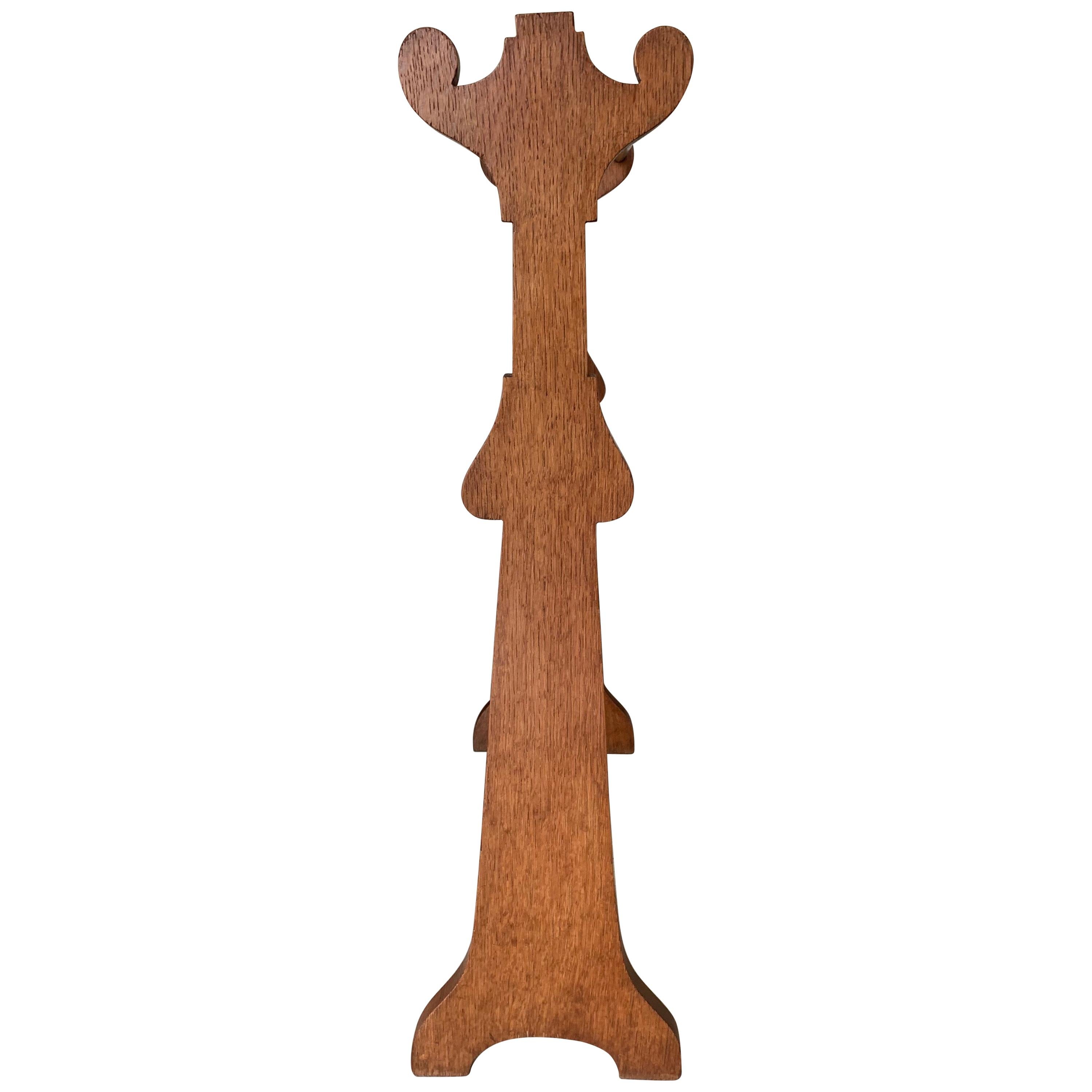 Arts and Crafts Solid Oak and Brass Towel Rack, circa 1900