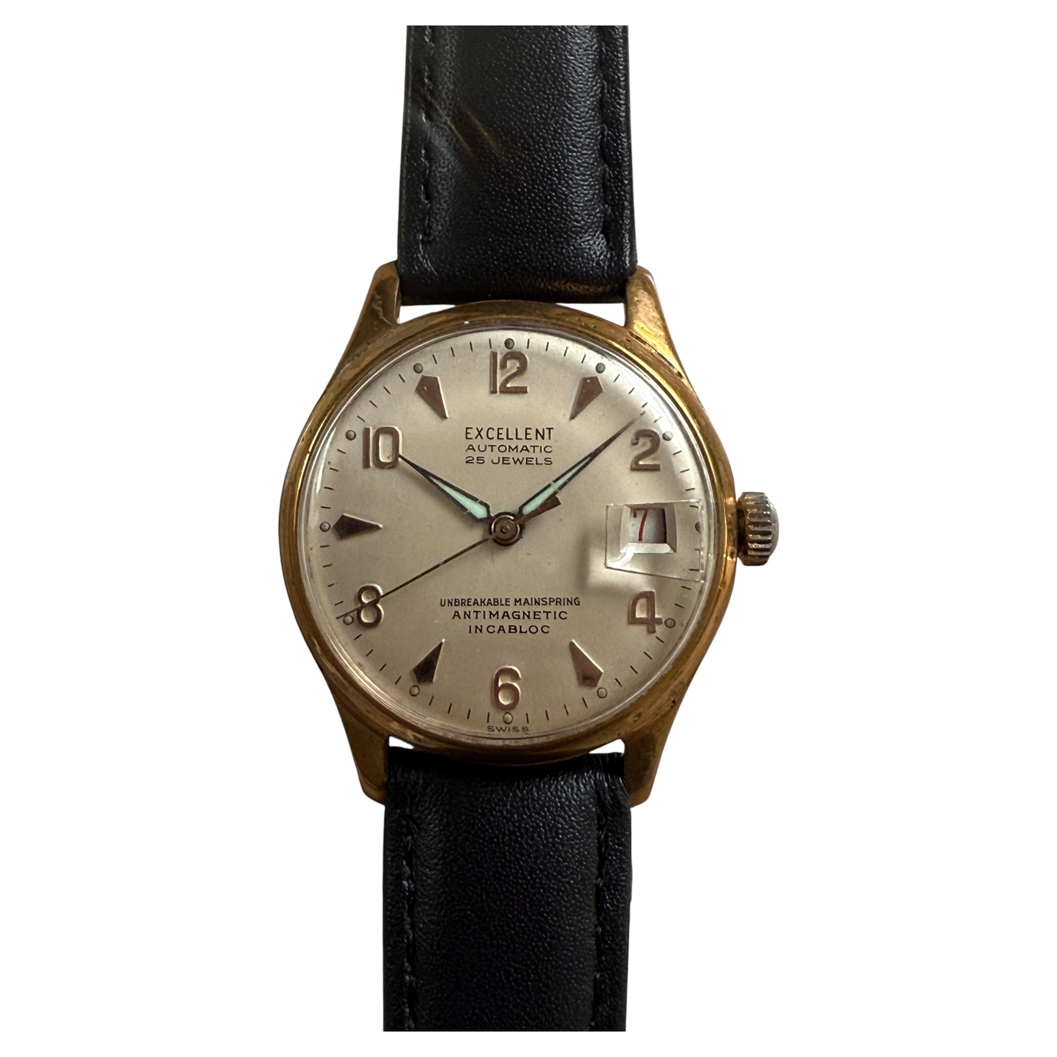 Excellent (Switzerland) 25 jewel automatic movement, date function. c1965