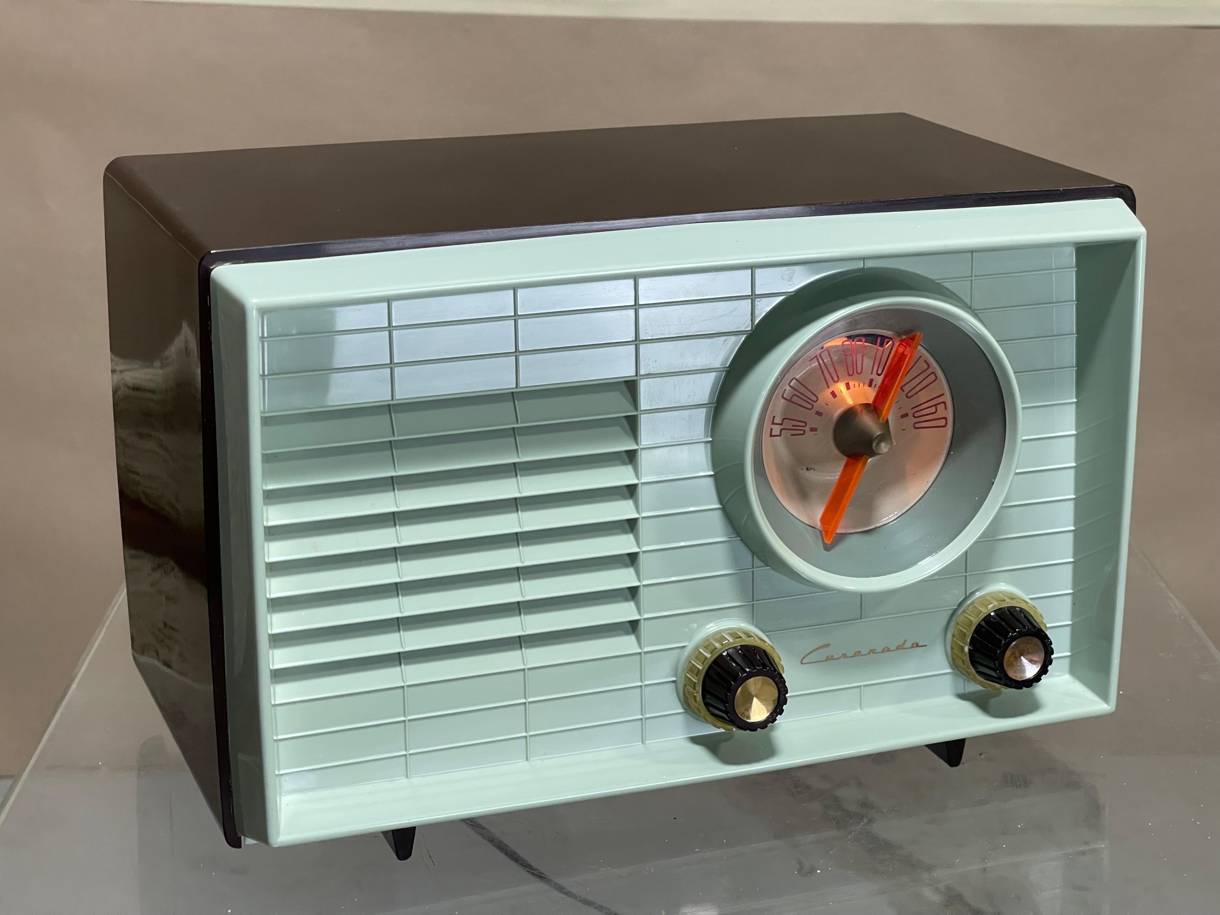 Vintage Tube AM Radio in Blue Green and Brown by Coronado Serviced 7