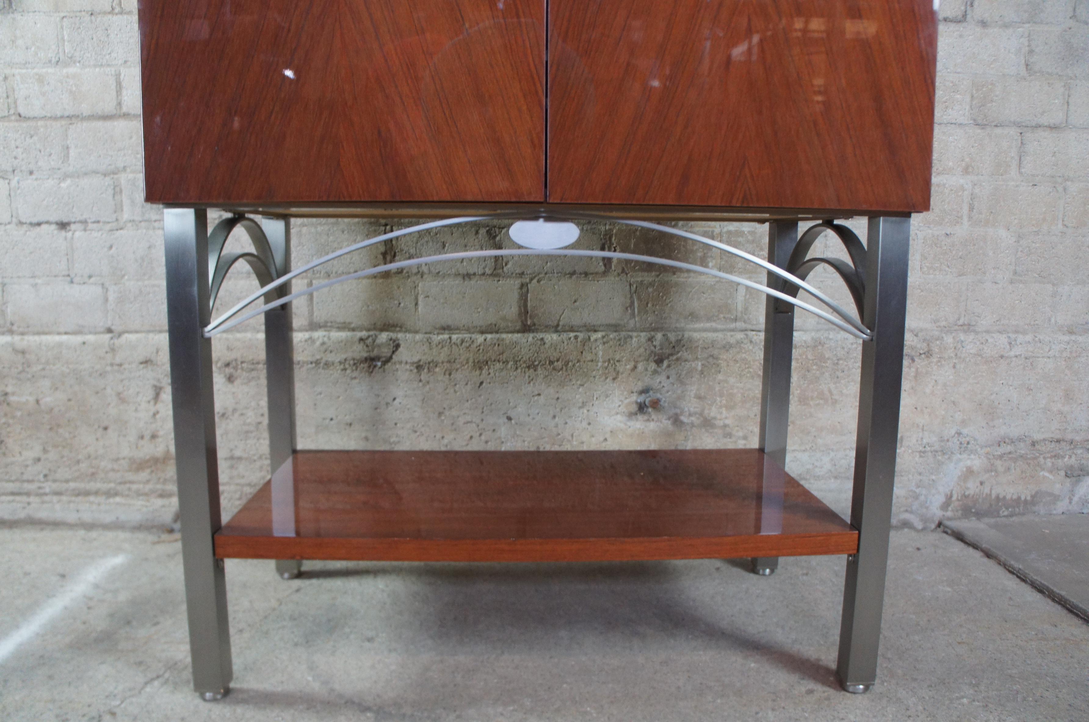 Steel Excelsior Designs Postmodern Lacquered Italian Rosewood Dry Bar Cabinet