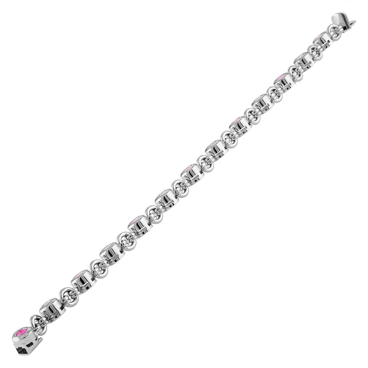 Pulsera de oro Excelsior- Zafiros rosas Corte redondo en venta