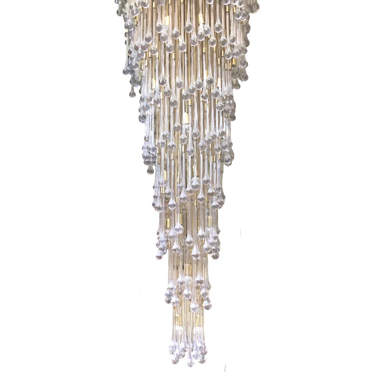 Mid-Century Modern Exceptional Midcentury Tear Drop Glass Chandelier by BD Lumica, Barcelona, 1970s For Sale