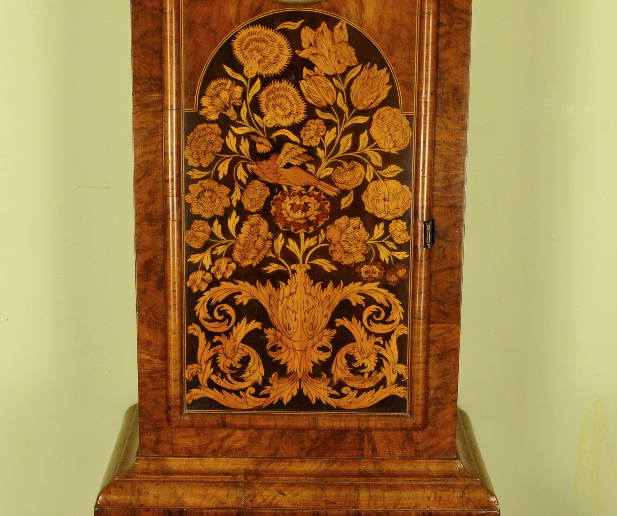 Exception Marquetry Longcase Tall Case Clock, Christopher Gould, London For Sale 1