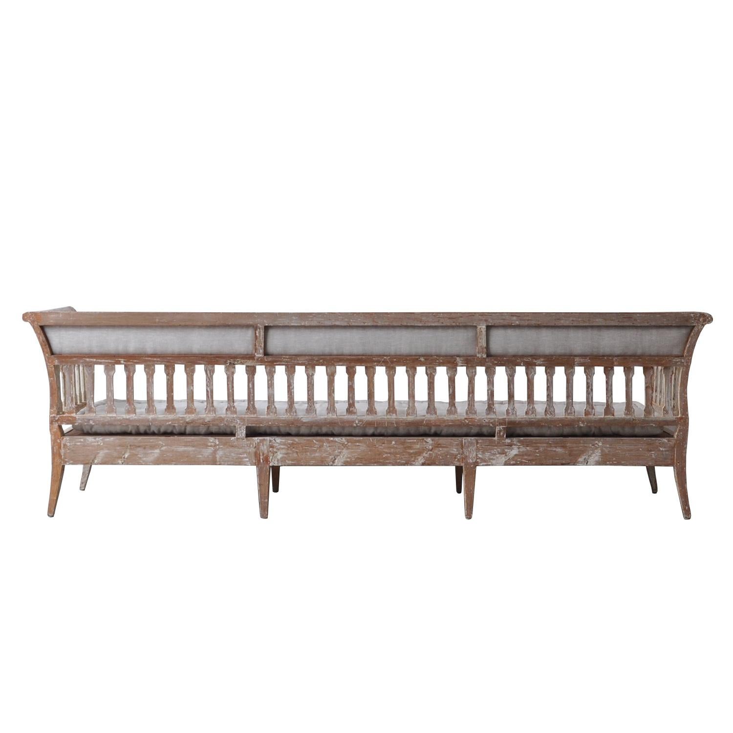 Wood Exception Period Gustavian Long Sofa in Original Paint