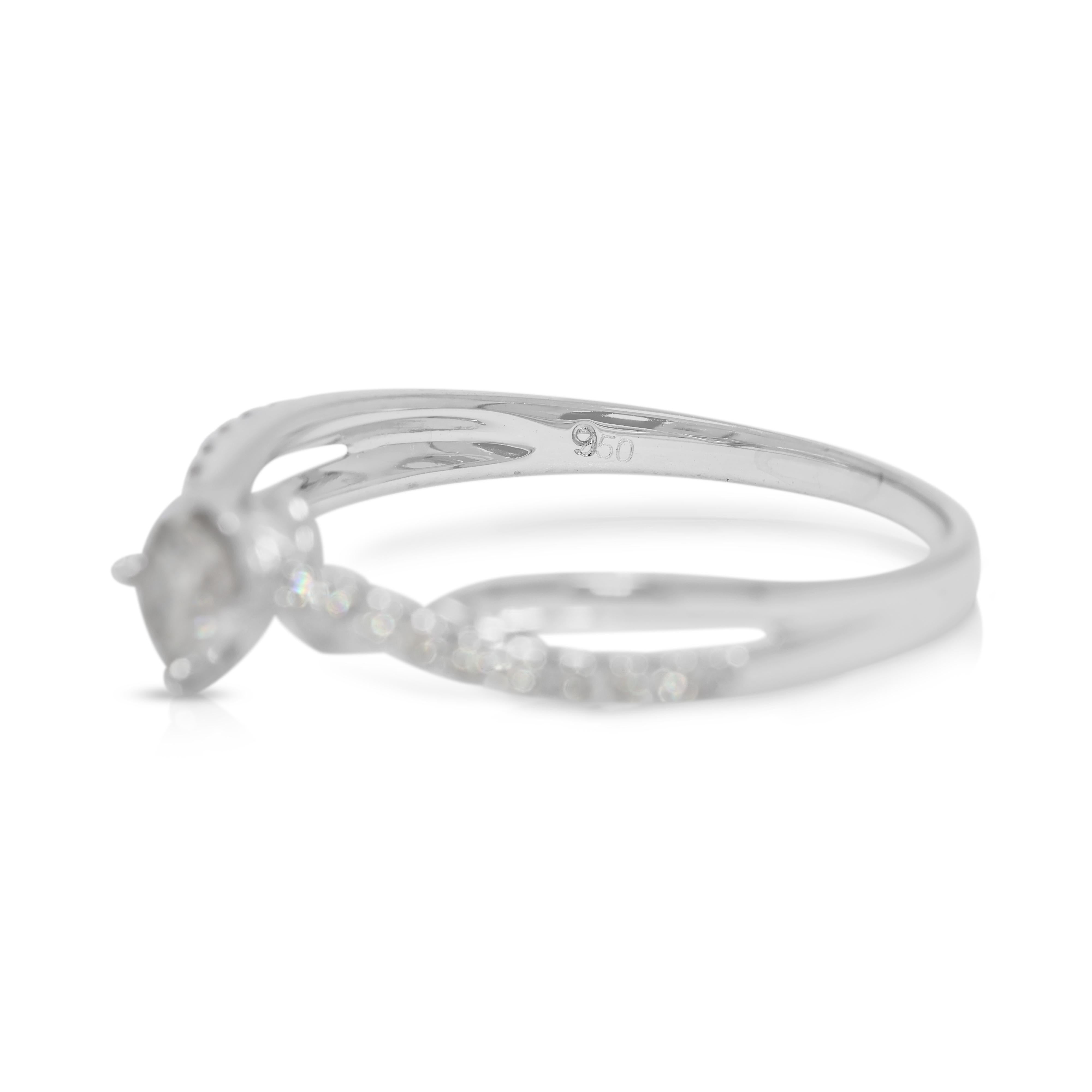 Exceptional 0.46ct Natural Diamond Twisted 18K White Gold Ring In Excellent Condition For Sale In רמת גן, IL