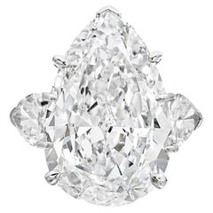 Exceptional 10.30 Carat D Flawless Type IIA Pear Cut Diamond Ring