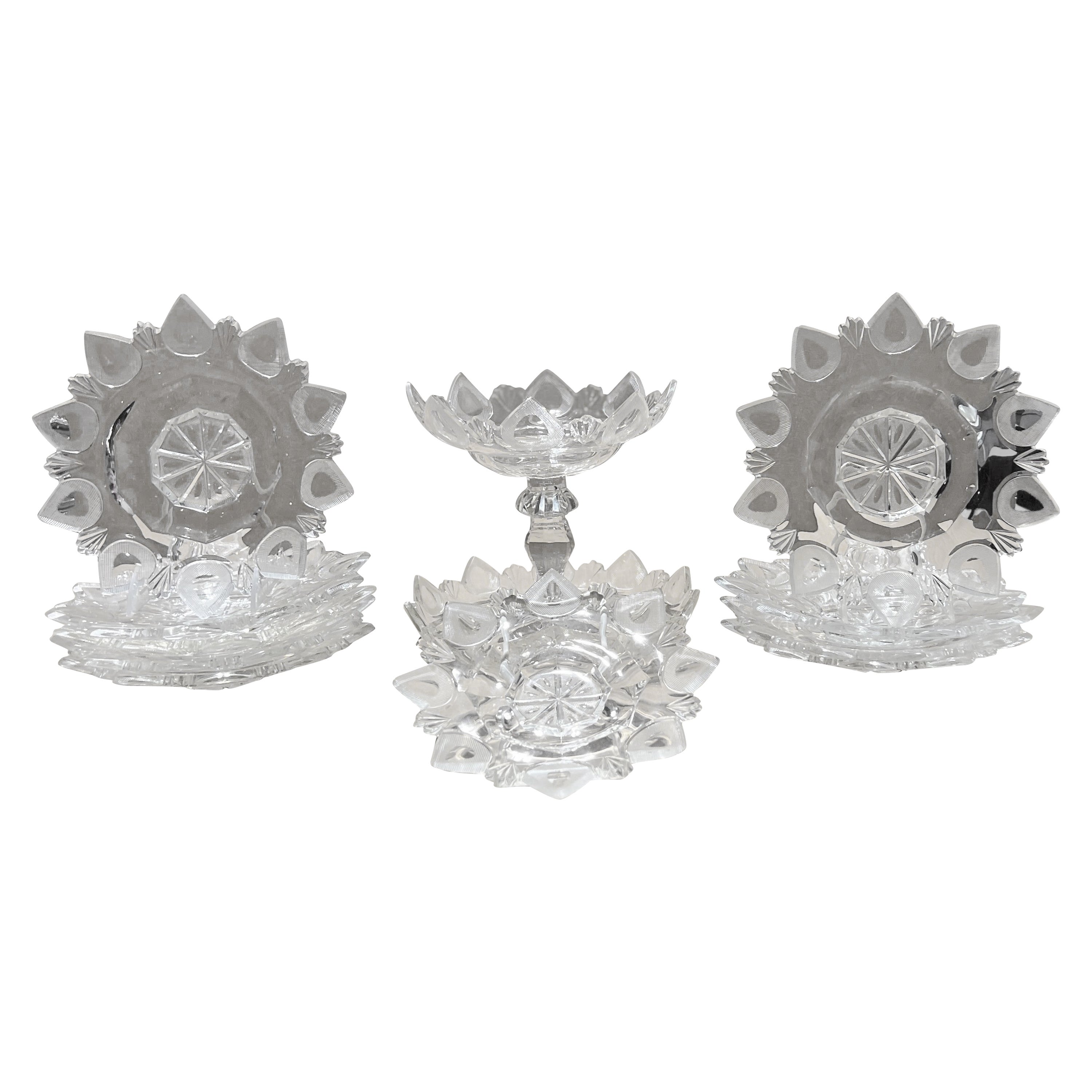 Exceptional 12 Piece American Brilliant Cut Glass Dinner / Dessert Service