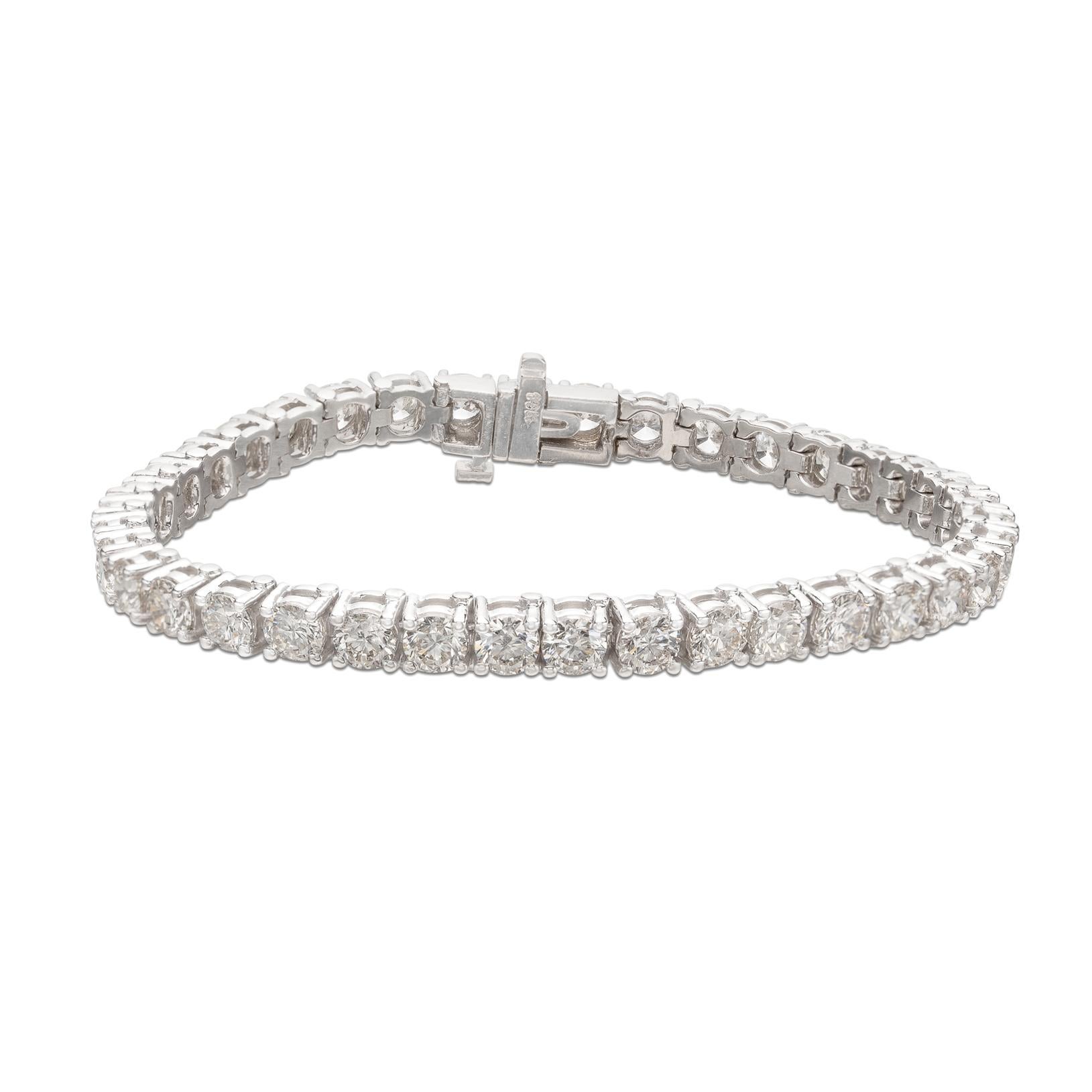 Exceptional 12.65ct Diamond & White Gold Line Tennis Bracelet