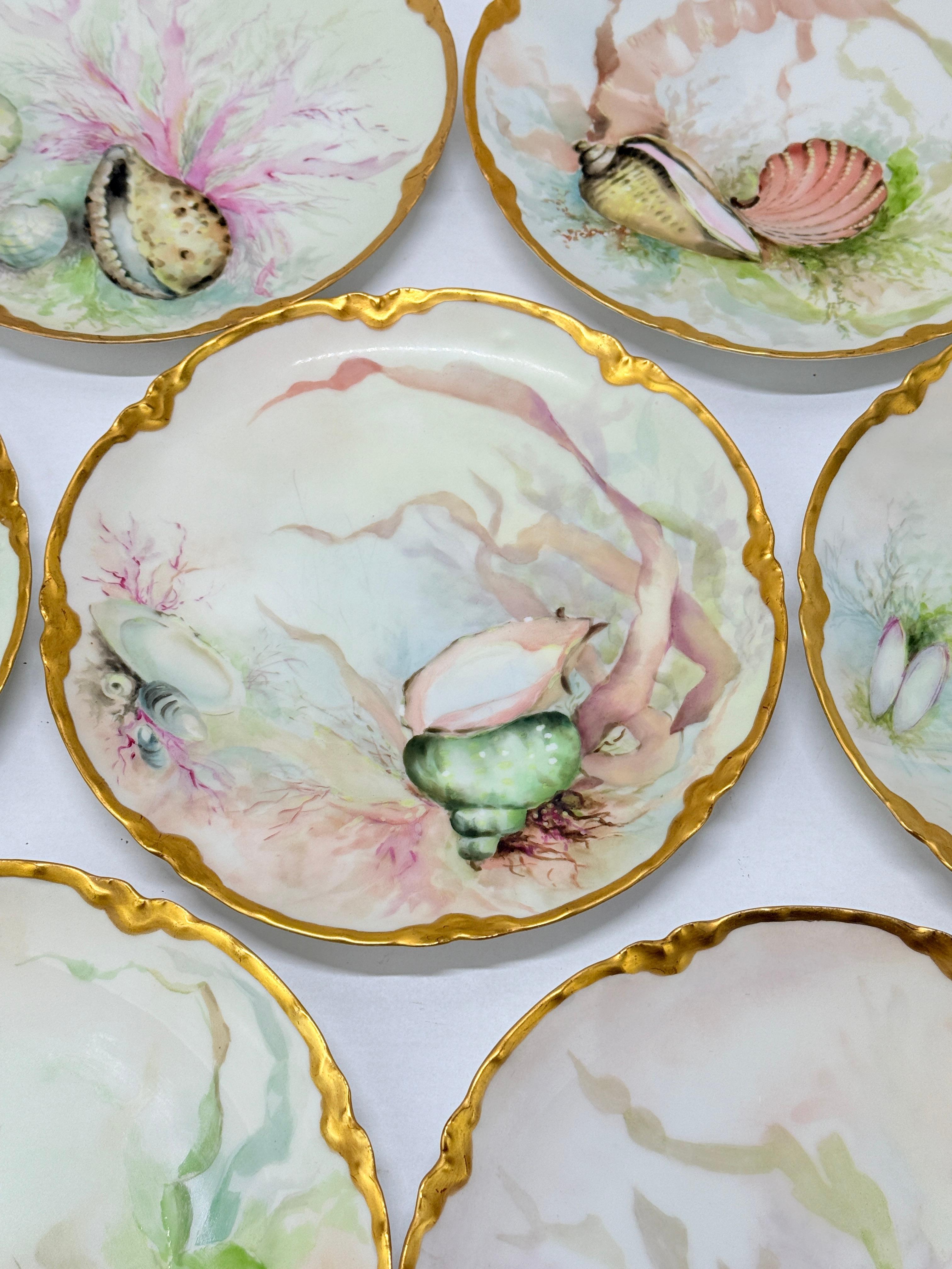 Excepcional Servicio de Marisco de Porcelana de 13 Piezas de Haviland Limoges Circa. 1890 en venta 6