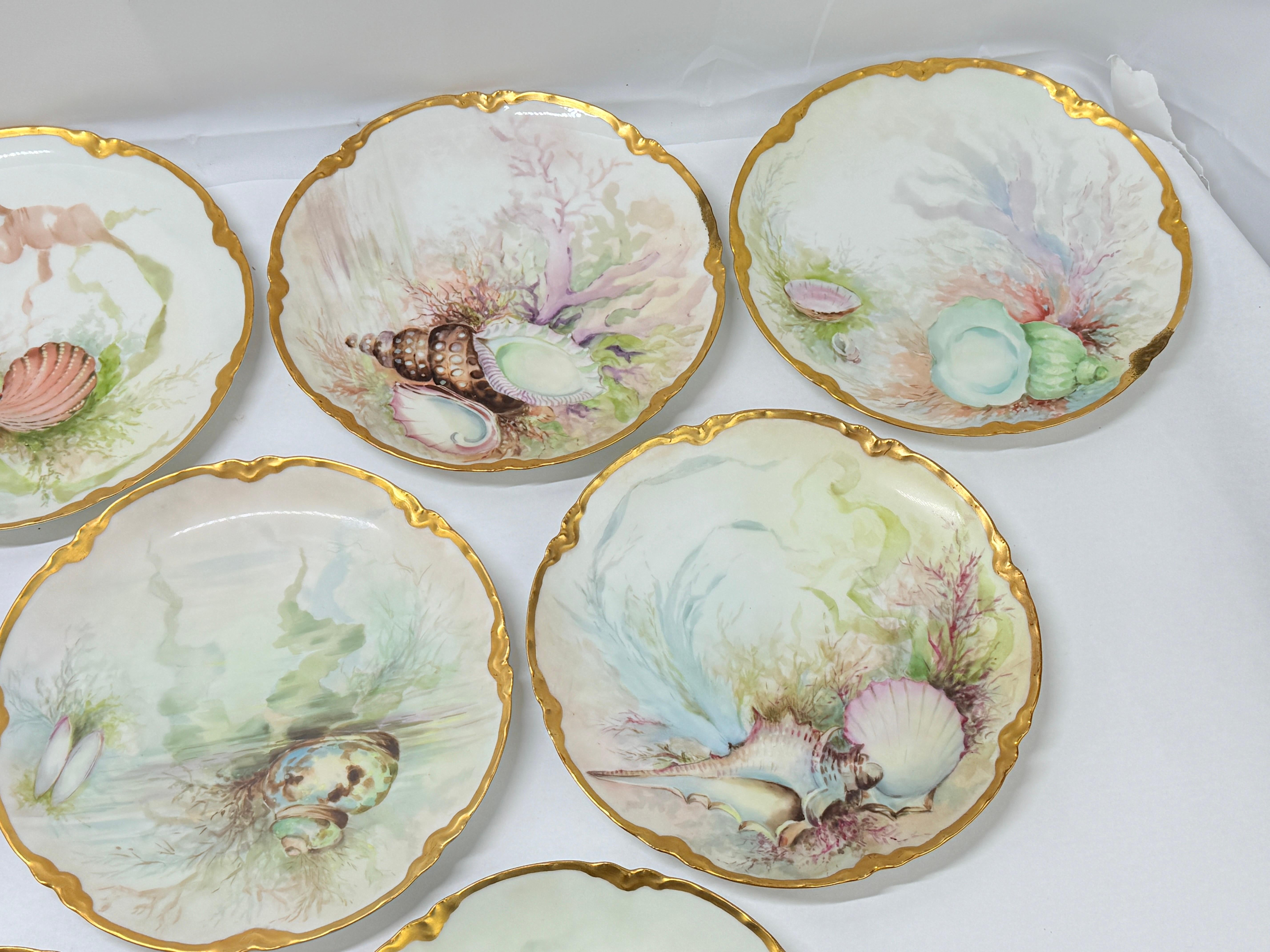 Excepcional Servicio de Marisco de Porcelana de 13 Piezas de Haviland Limoges Circa. 1890 siglo XIX en venta