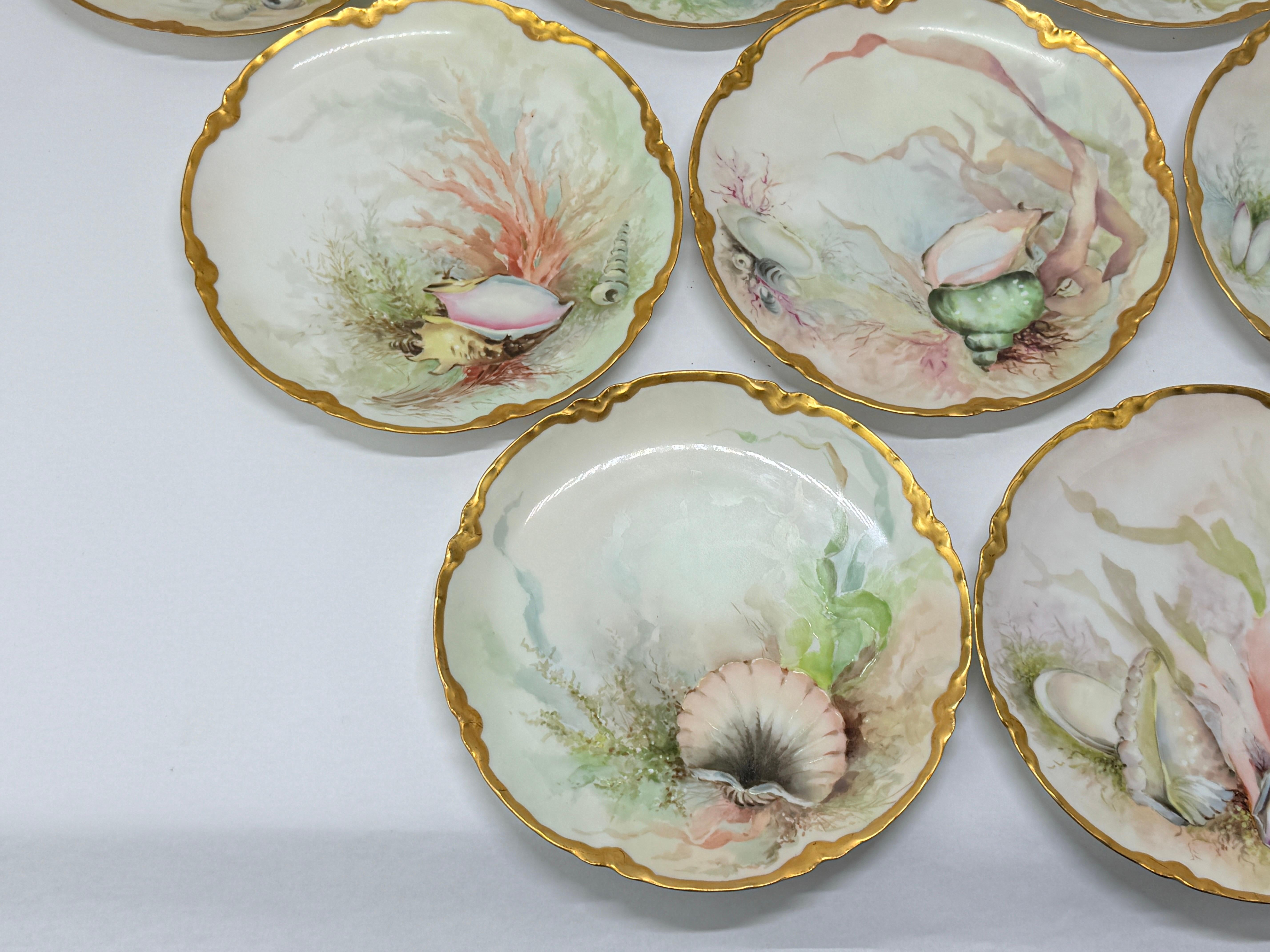 Excepcional Servicio de Marisco de Porcelana de 13 Piezas de Haviland Limoges Circa. 1890 en venta 3