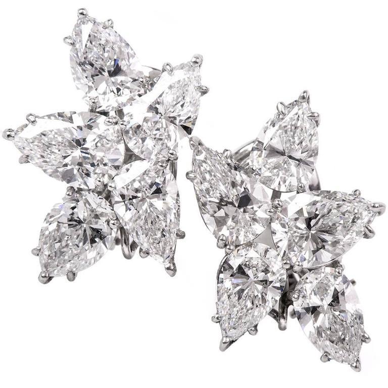 Women's Exceptional 14.64carats Diamond Platinum Clip-on Earrings For Sale