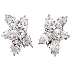 Vintage Exceptional 14.64carats Diamond Platinum Clip-on Earrings