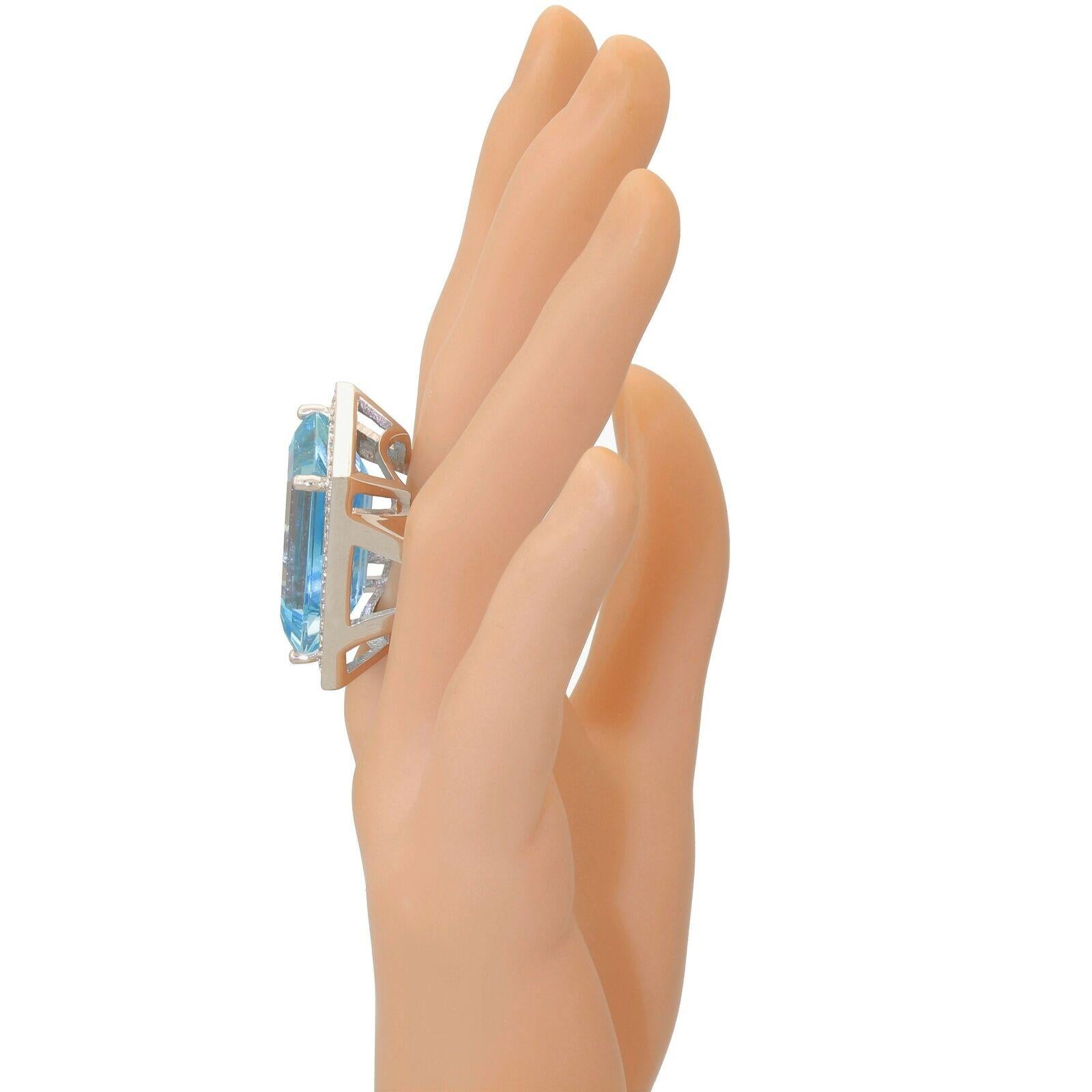 Contemporary Exceptional 14 Karat 31ct Aquamarine 1.25 Carat Diamond Halo Ring with Appraisal