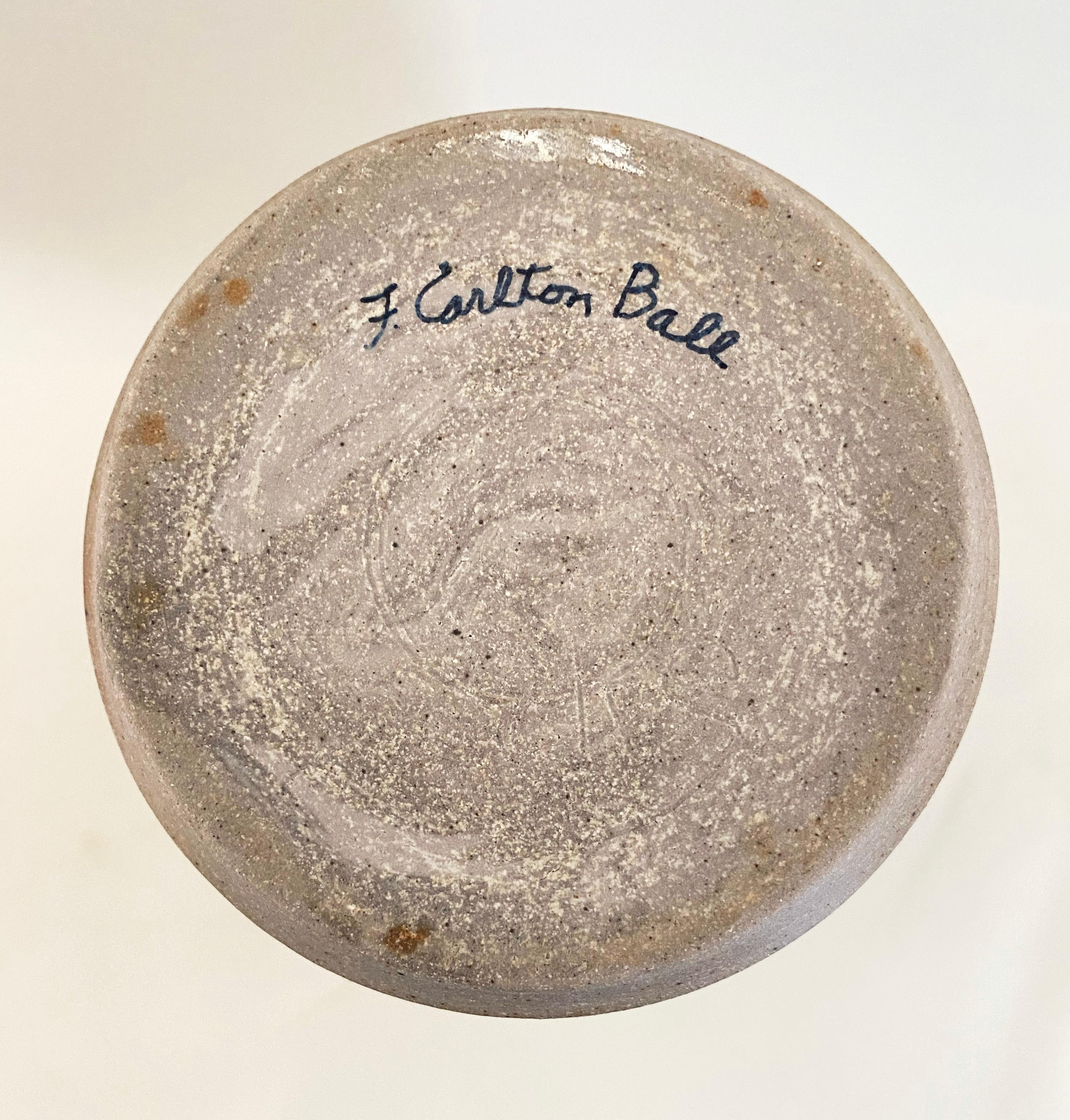 Exceptional 15 Inch F. Carlton Ball Sky Blue Sgraffito Castle-Motif Pottery Vase For Sale 1