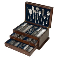 Exceptional 173-Piece Antique French Silver Service for 12 Persons by Tétard