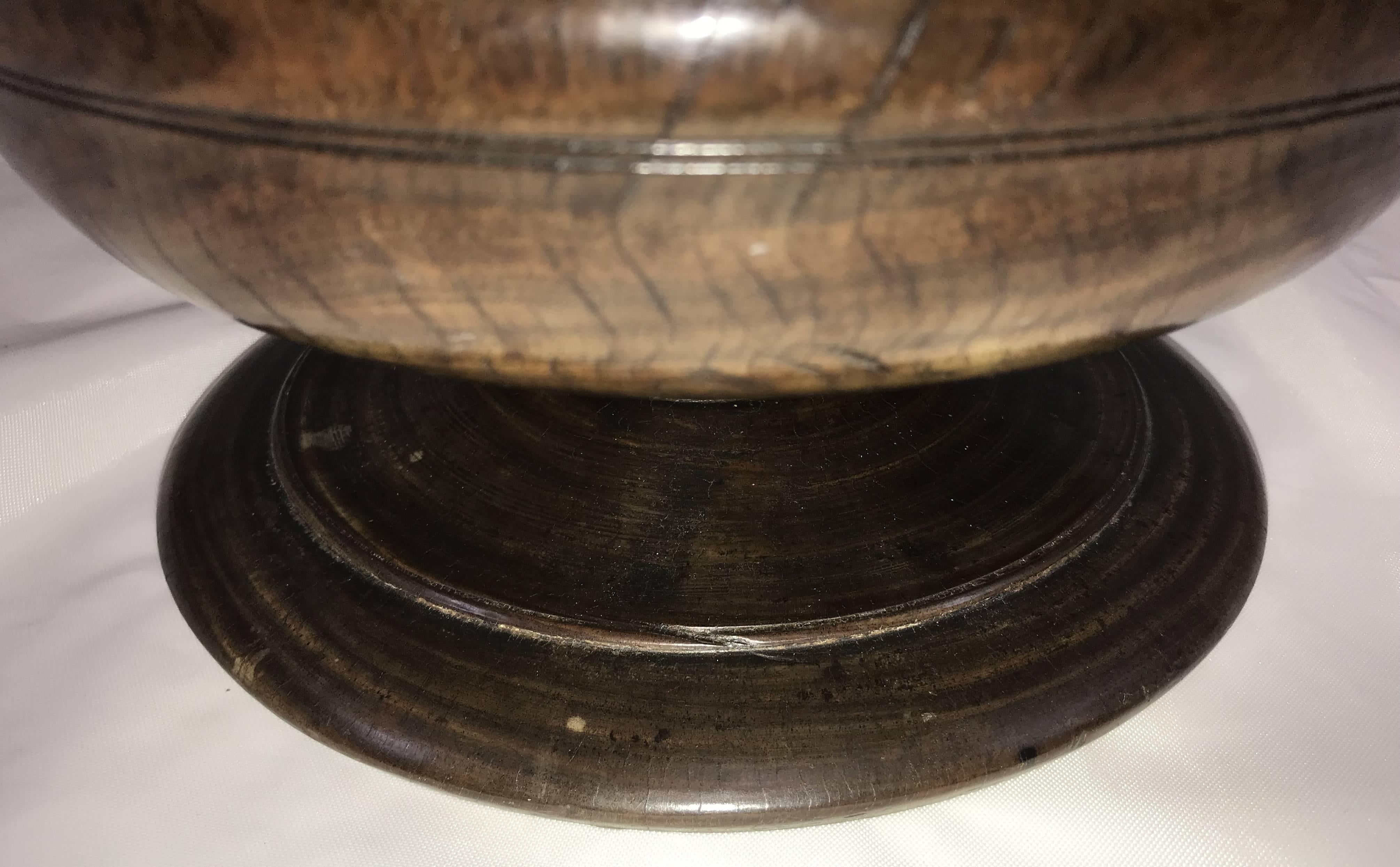 Exceptional 17th Century Carved English Wassail Bowl in Figured Lignum Vitae 4