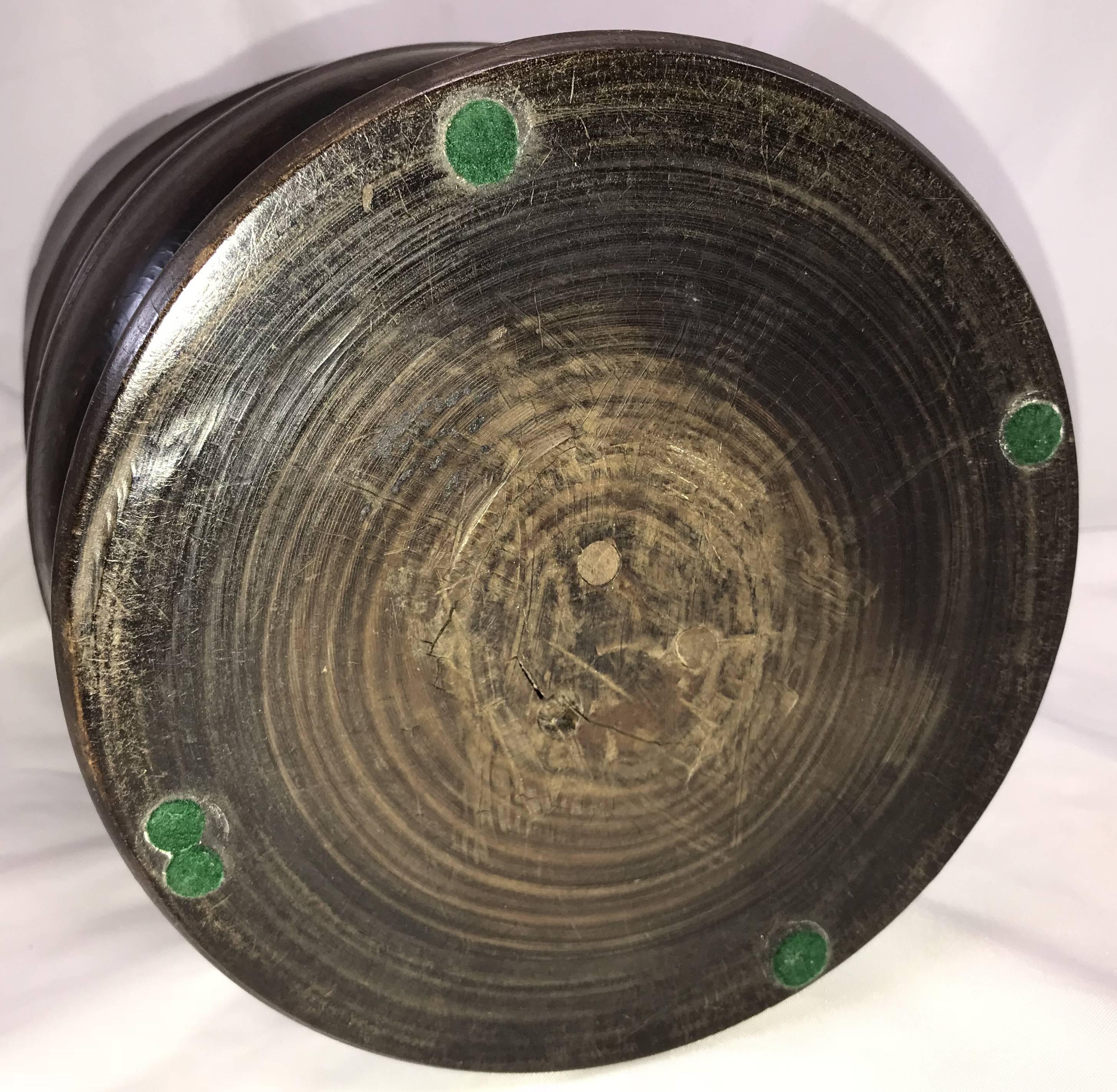 Exceptional 17th Century Carved English Wassail Bowl in Figured Lignum Vitae 7