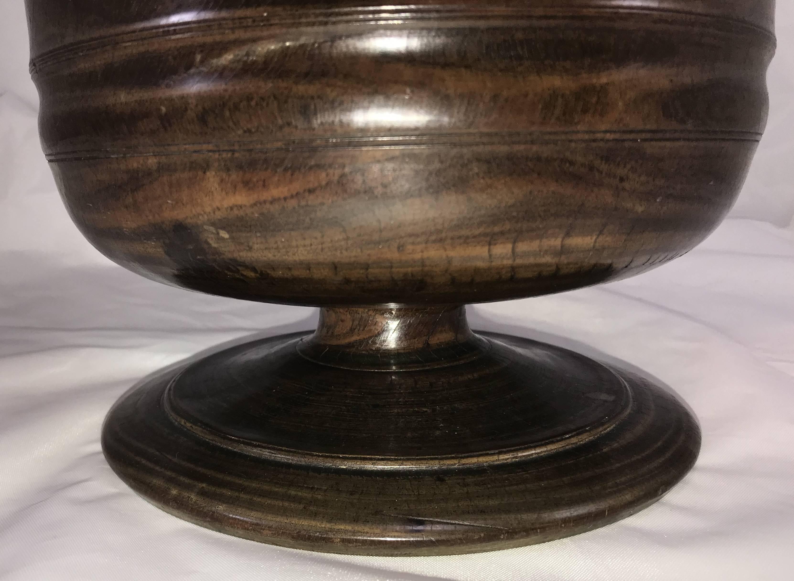 Exceptional 17th Century Carved English Wassail Bowl in Figured Lignum Vitae 2