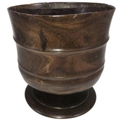 Exceptional 17th Century Carved English Wassail Bowl in Figured Lignum Vitae
