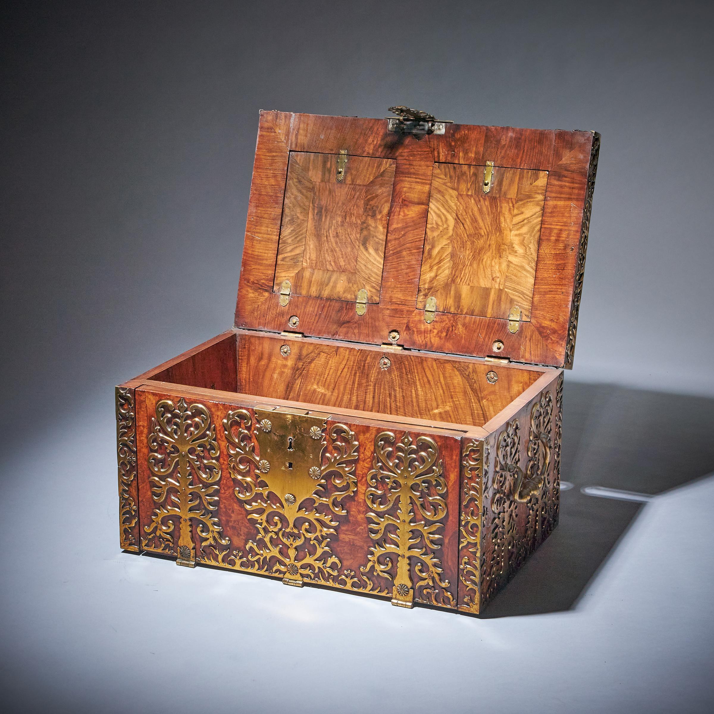 Important 17th Century Charles II Burr Walnut Coffre Fort Strong Box, Circa 1675 5
