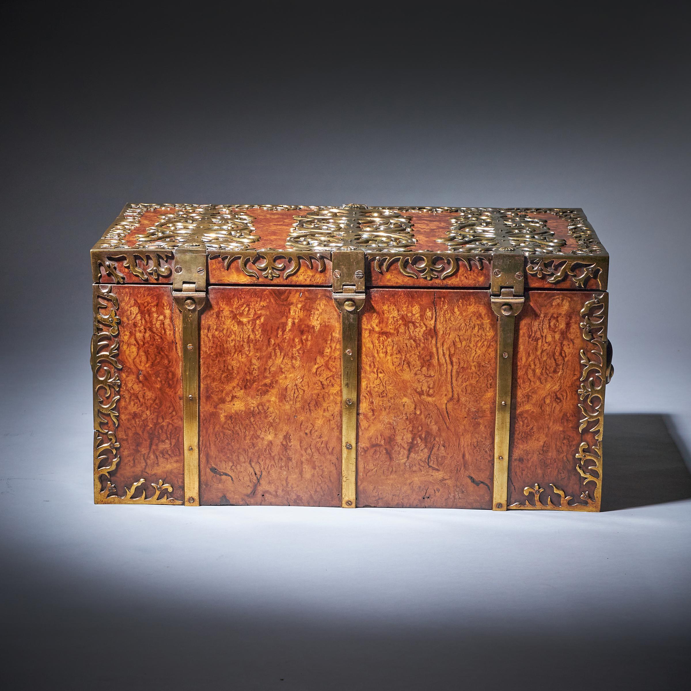 Important 17th Century Charles II Burr Walnut Coffre Fort Strong Box, Circa 1675 2