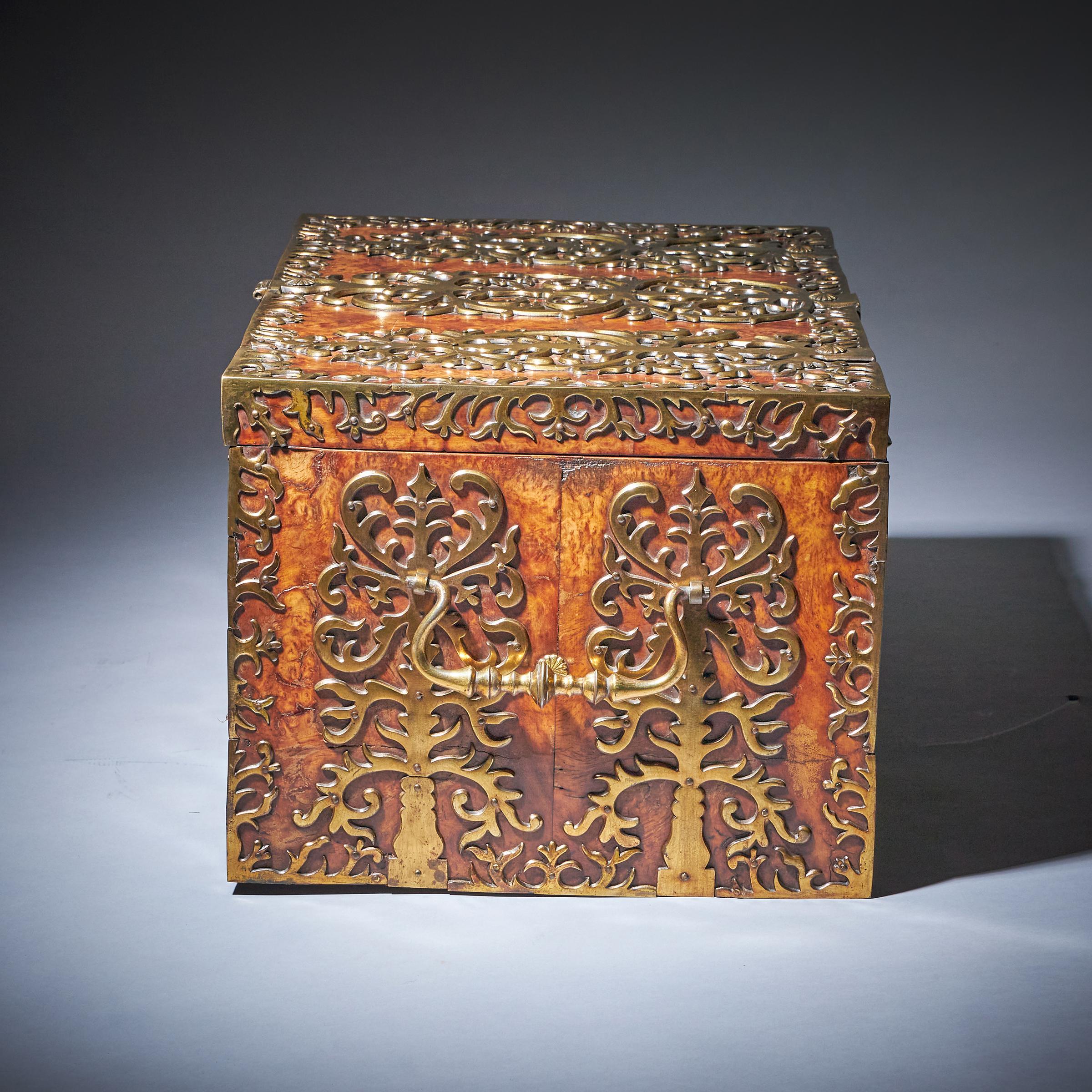 Important 17th Century Charles II Burr Walnut Coffre Fort Strong Box, Circa 1675 3