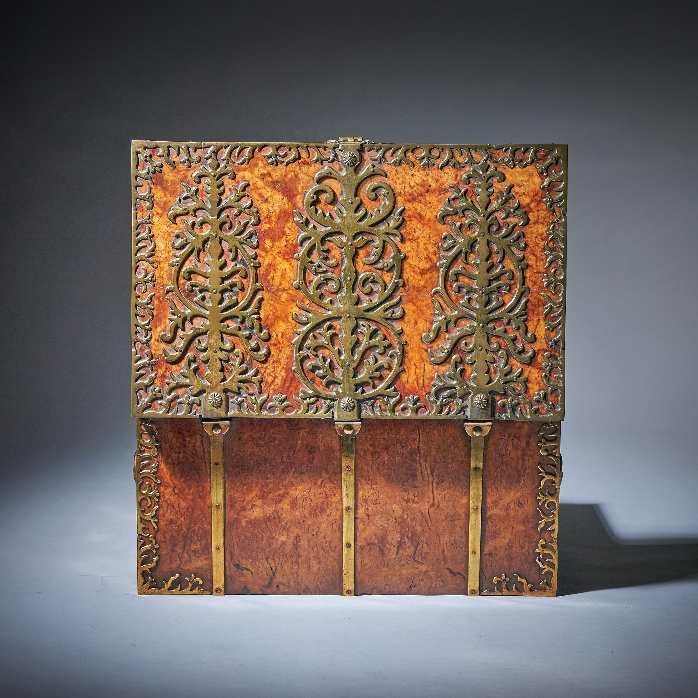 Important 17th Century Charles II Burr Walnut Coffre Fort Strong Box, Circa 1675 4