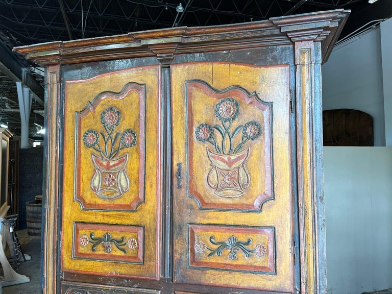 Painted Exceptional 17th Century Northern Italian Armoire A' 4 Portes For Sale