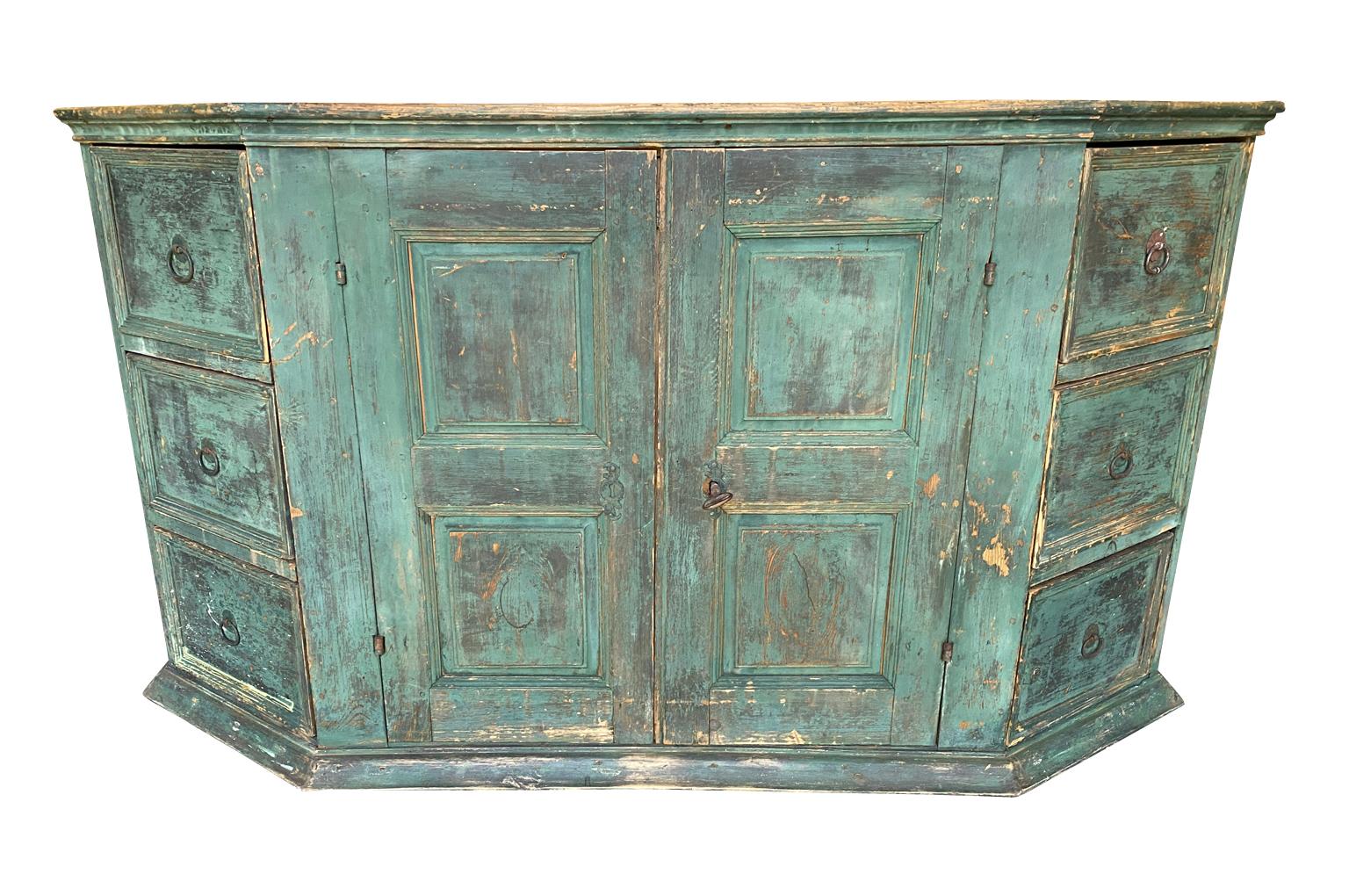 Painted Exceptional 17th Century Sacristy Credenza