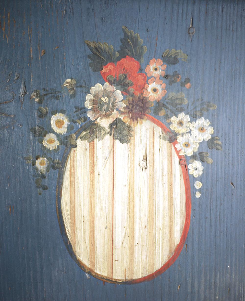 Folk Art Exceptional 1812 Blue Floral Painted Wardrobe