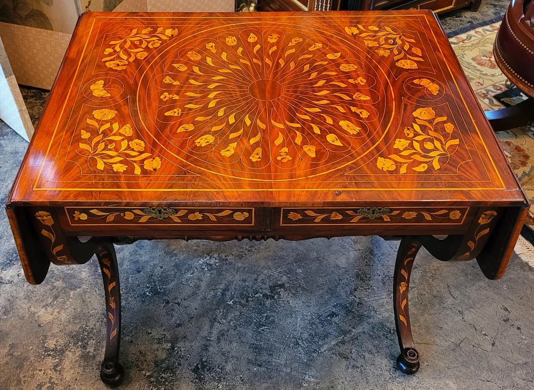 Exceptional 18C Dutch Regency Marquetry Sofa Table In Good Condition For Sale In Dallas, TX