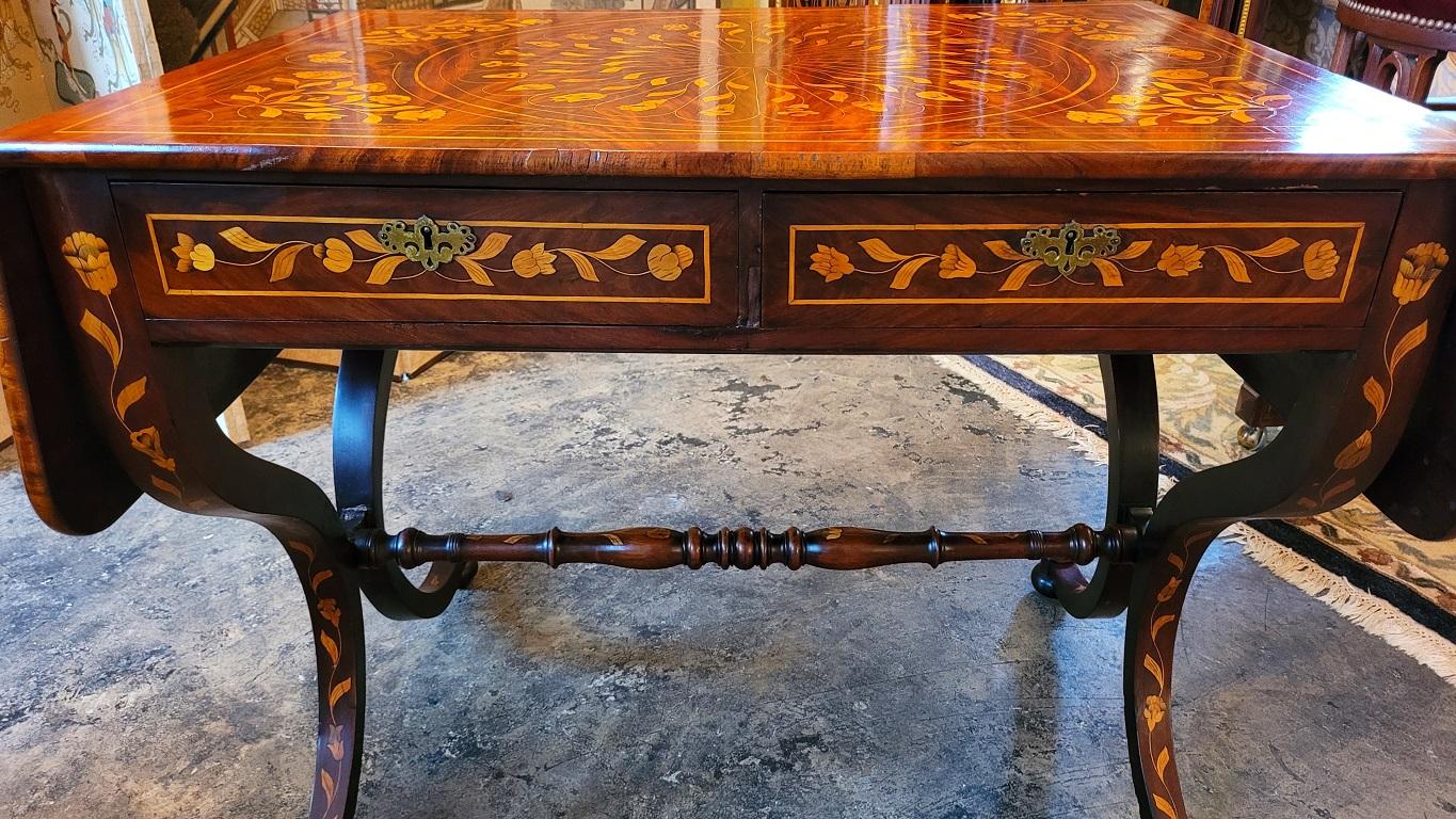 18th Century Exceptional 18C Dutch Regency Marquetry Sofa Table For Sale