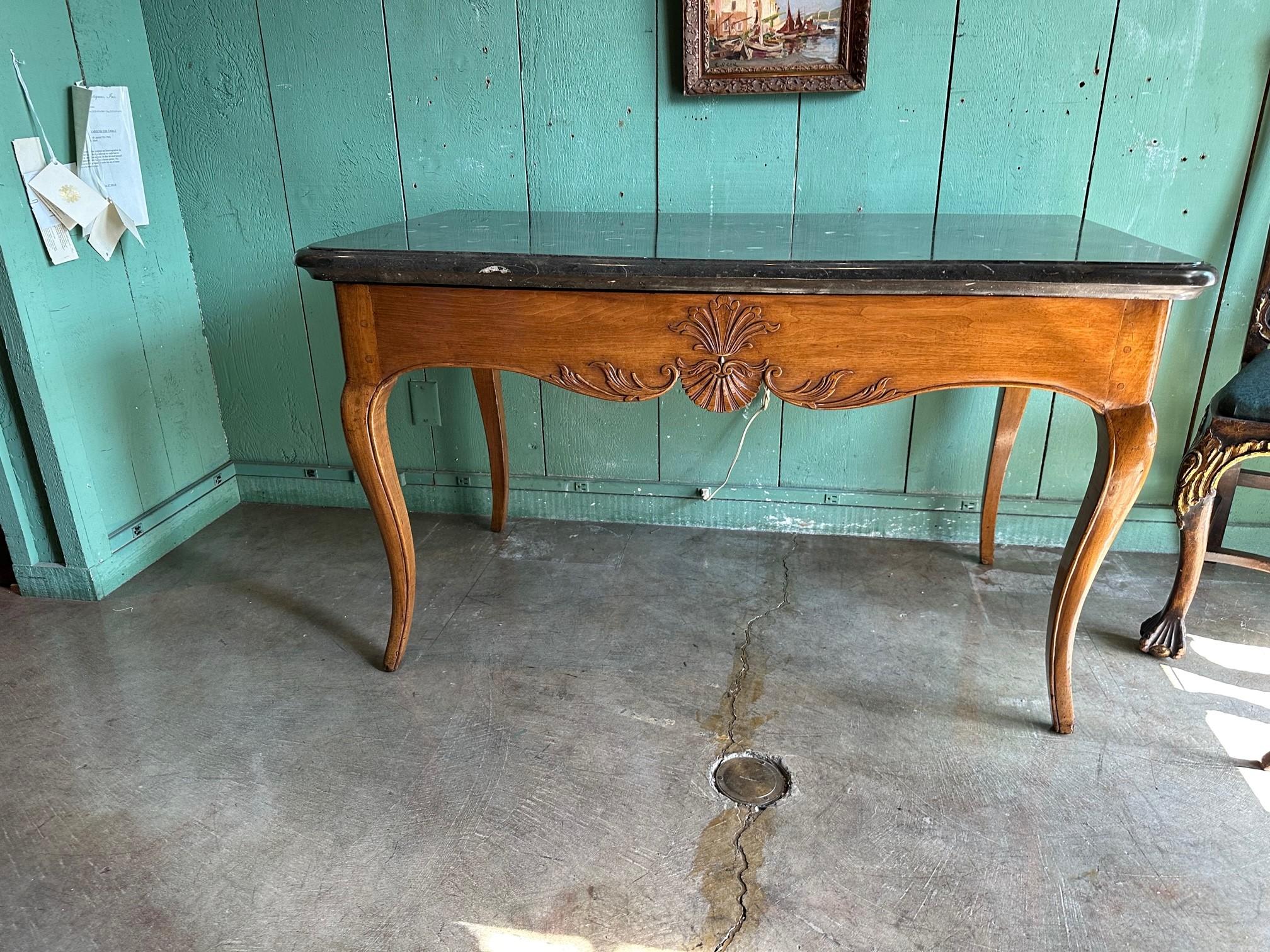 Exceptional 18th C. Office Desk Center Table Console Hand Carved Wood & Stone CA For Sale 15