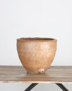 Exceptional 18th C. Staple Repaired Calanda Vessel Primitive