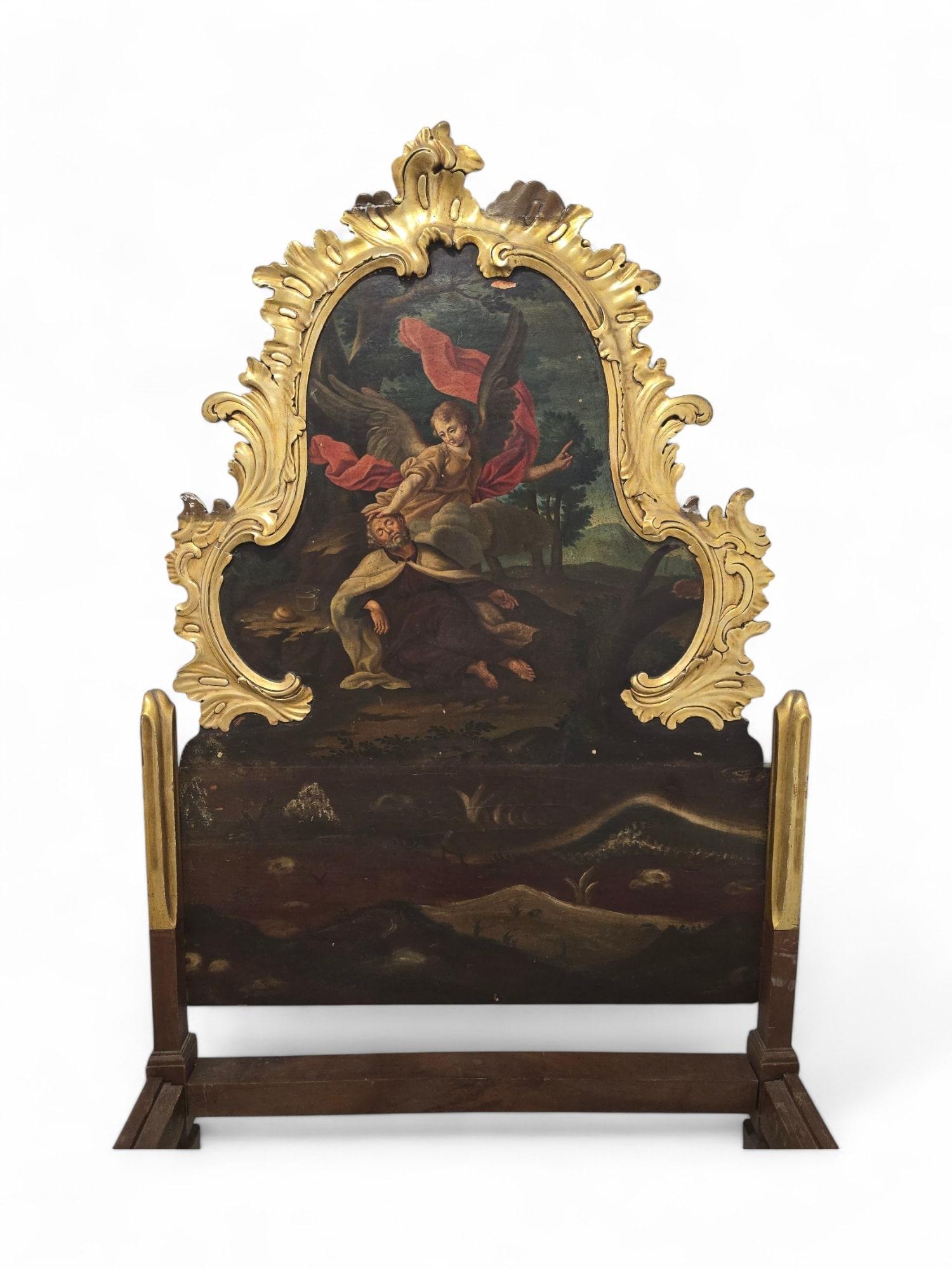 Exceptionnel lit du XVIIIe siècle avec peinture à l'huile et boiseries dorées en vente 10