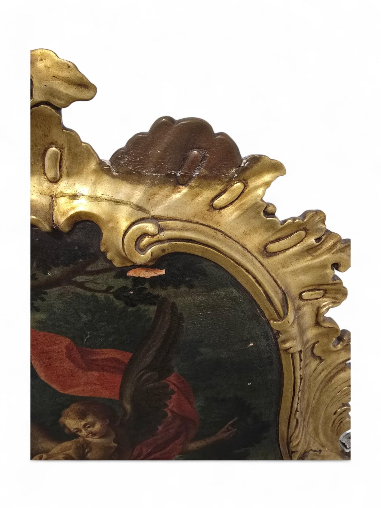 Exceptionnel lit du XVIIIe siècle avec peinture à l'huile et boiseries dorées en vente 11