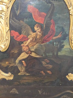 Exceptional 18th-Century Bed with Oil Painting and Gilded Woodwork