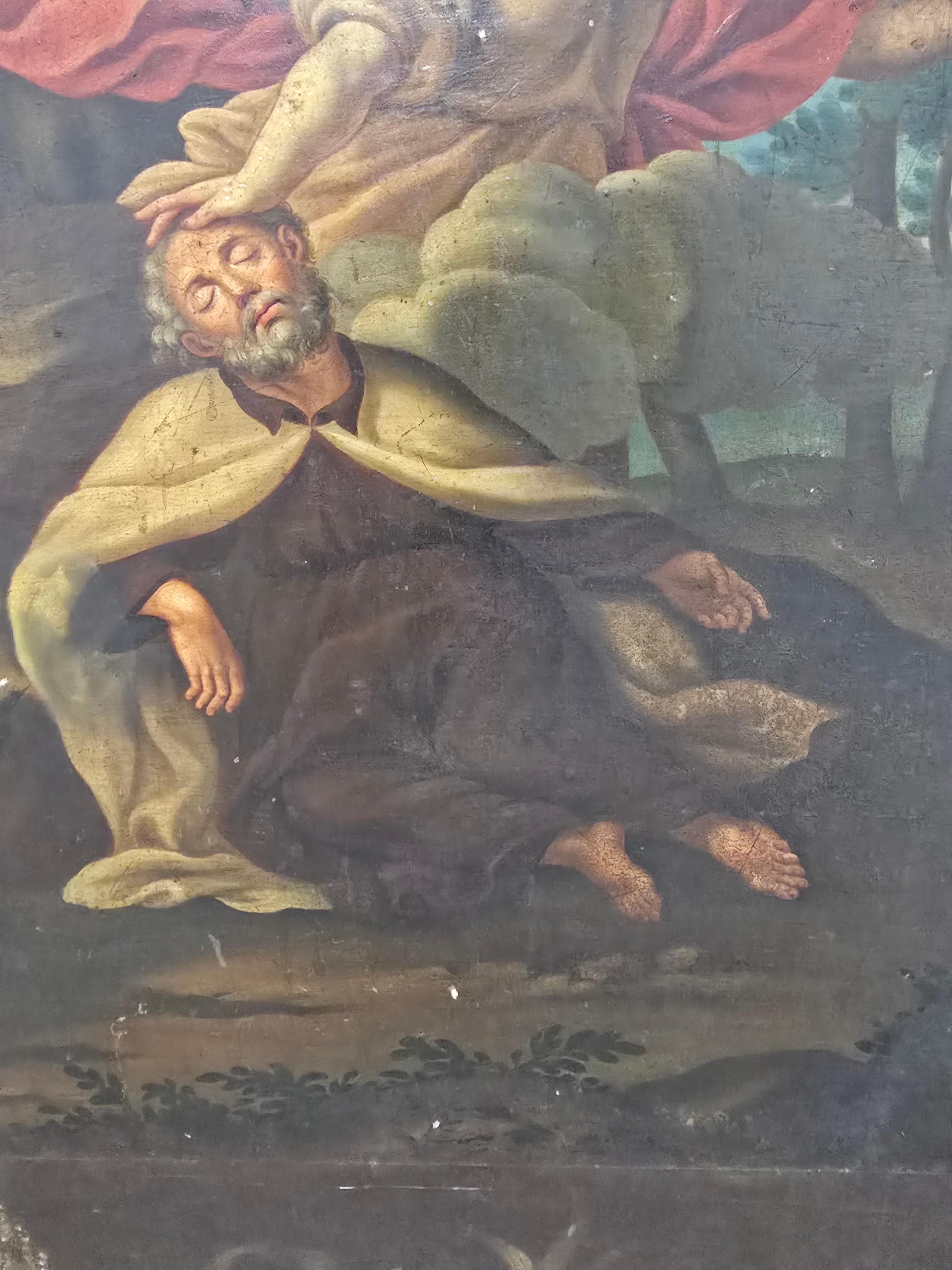 Exceptionnel lit du XVIIIe siècle avec peinture à l'huile et boiseries dorées Bon état - En vente à Madrid, ES
