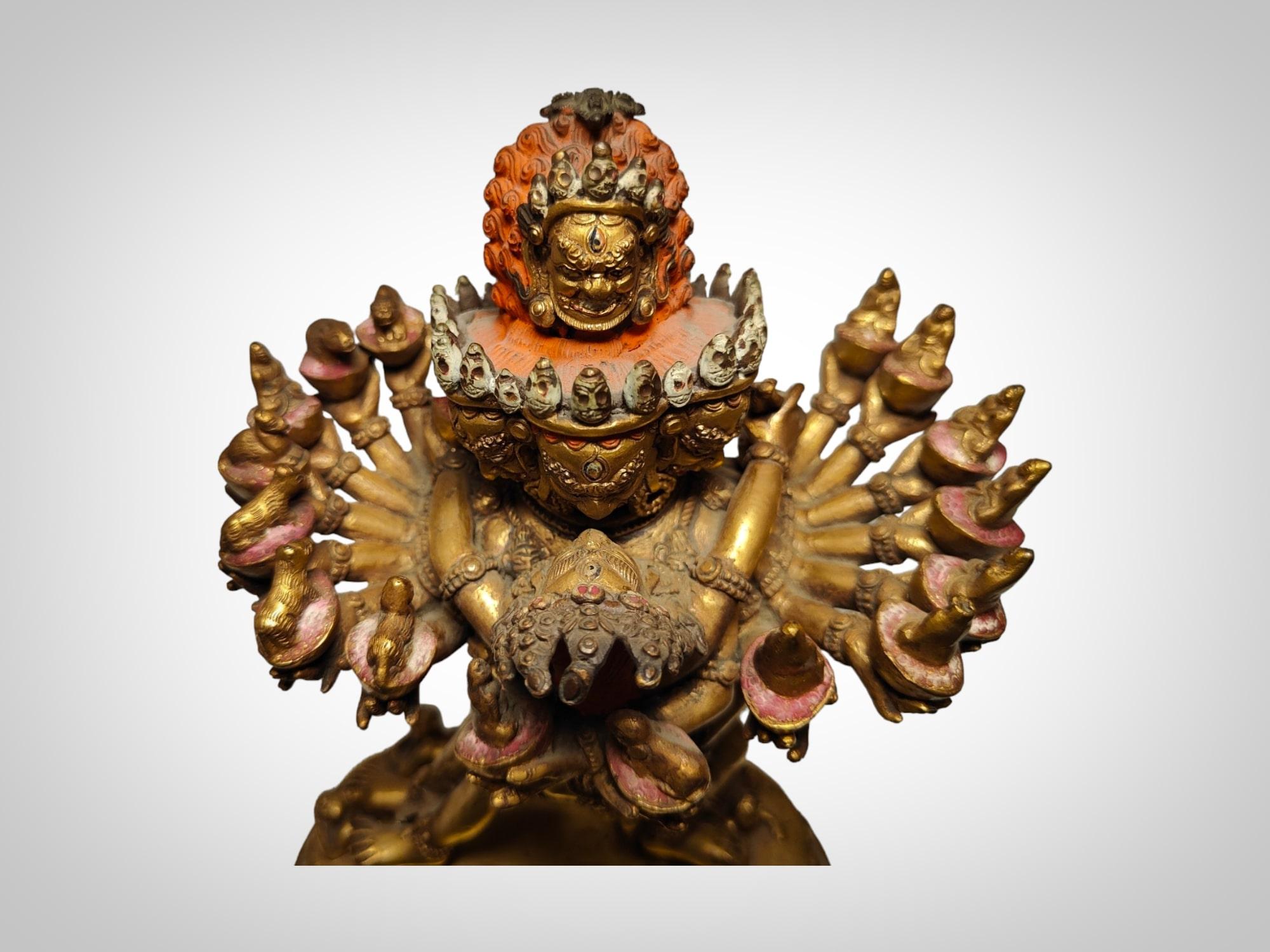 Exceptional 18th Century Chinese Tibetan Gilt Bronze Cakrasamvara in Yab Yum For Sale 8