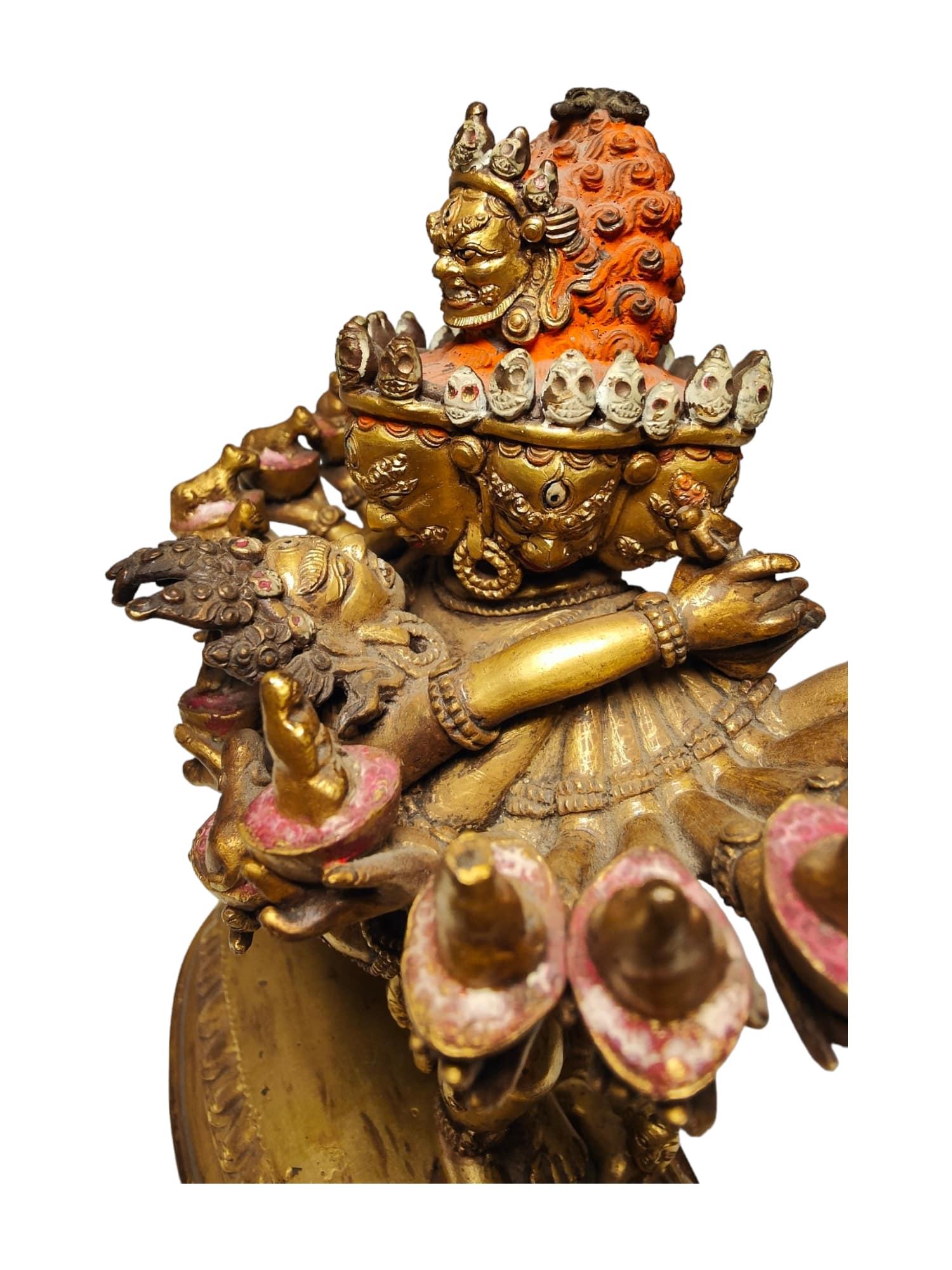 Exceptional 18th Century Chinese Tibetan Gilt Bronze Cakrasamvara in Yab Yum For Sale 9