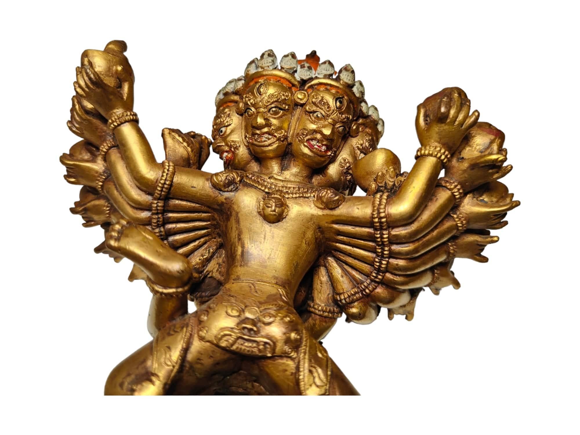 Exceptional 18th Century Chinese Tibetan Gilt Bronze Cakrasamvara in Yab Yum For Sale 14