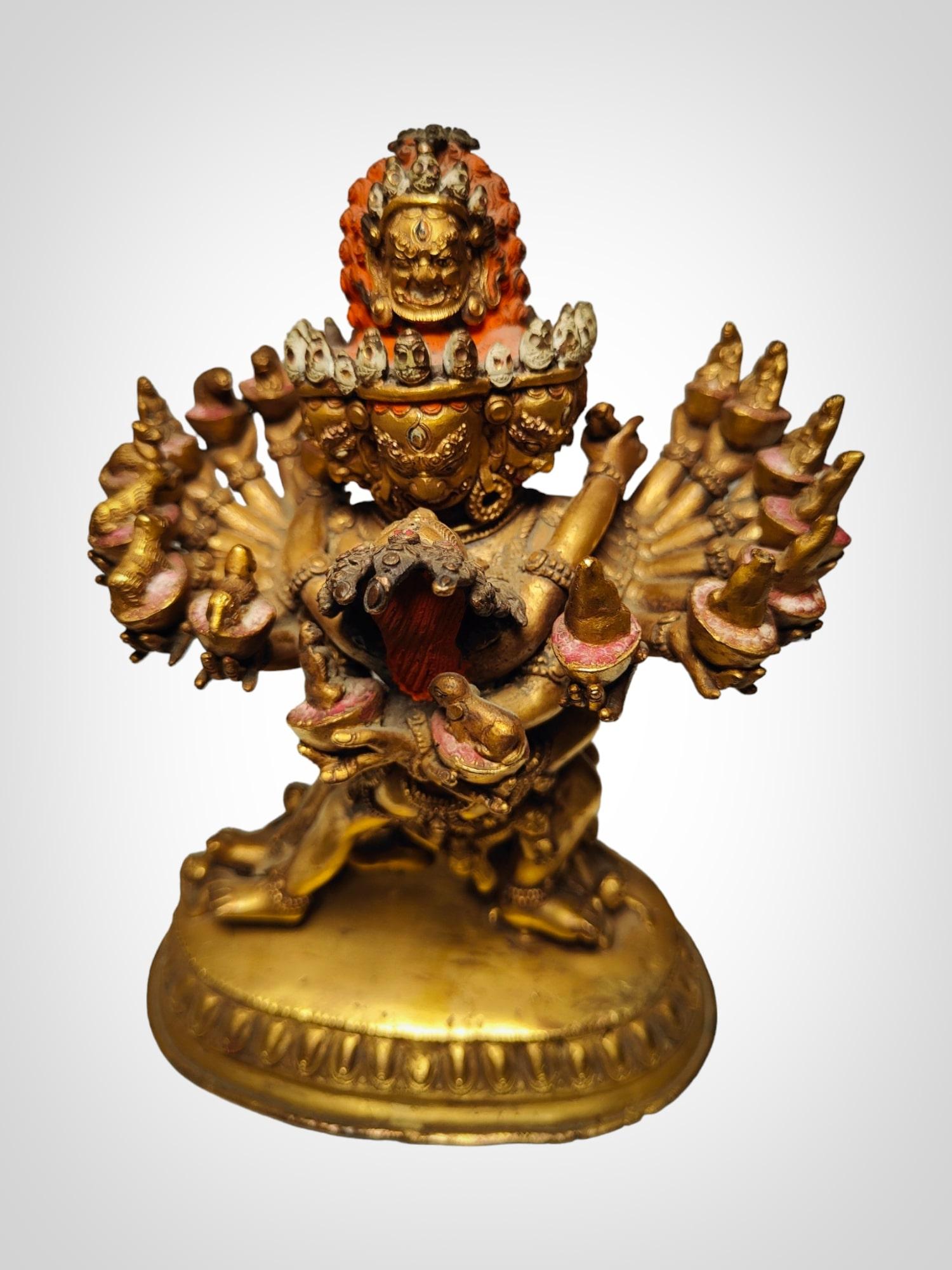 Exceptional 18th Century Chinese Tibetan Gilt Bronze Cakrasamvara in Yab Yum For Sale 1